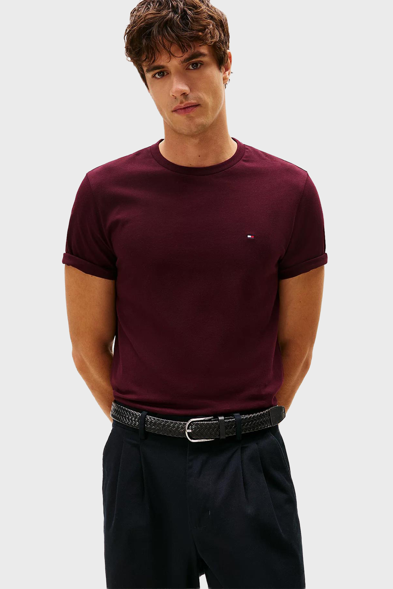 Мужская бордовая футболка SOLID Бордовый L Tommy Hilfiger MW0MW39995 Мужская бордовая футболка SOLID Бордовый L Tommy Hilfiger MW0MW39995