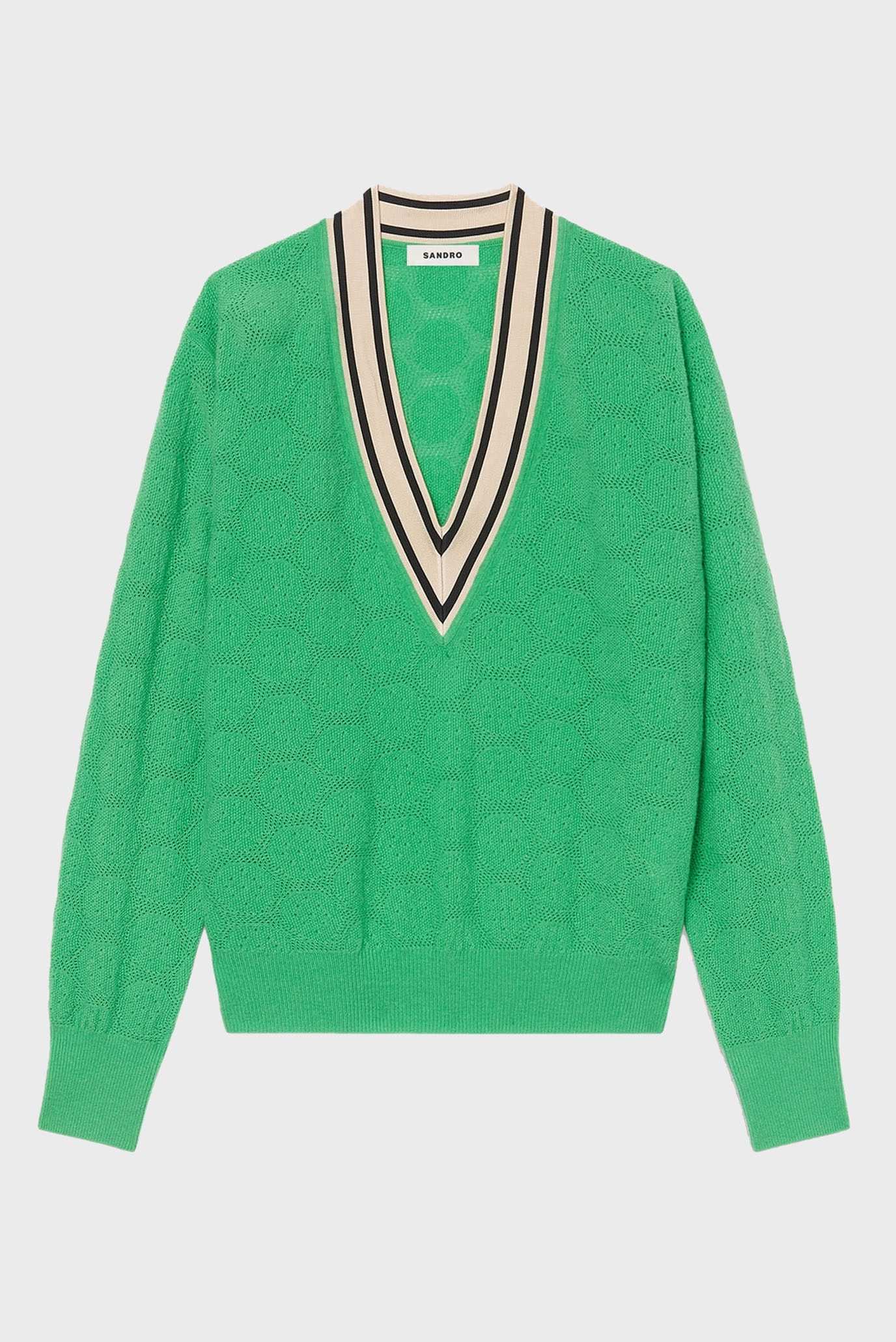 Женский зеленый шерстяной пуловер 1
