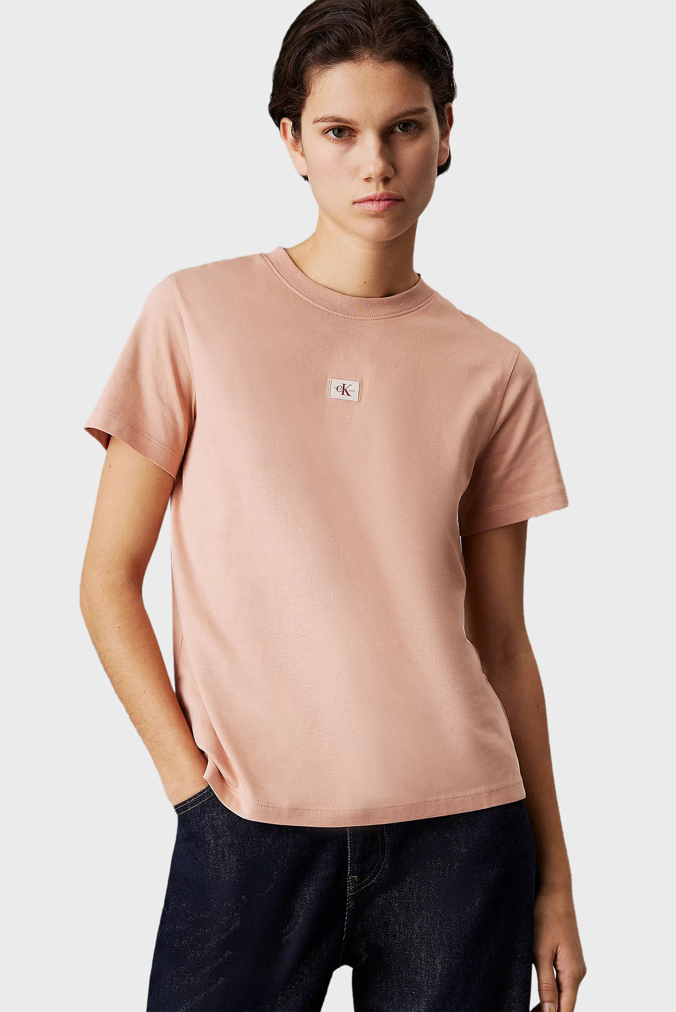 Женская персиковая футболка WOVEN LABEL REGULAR JERSEY TEE 1