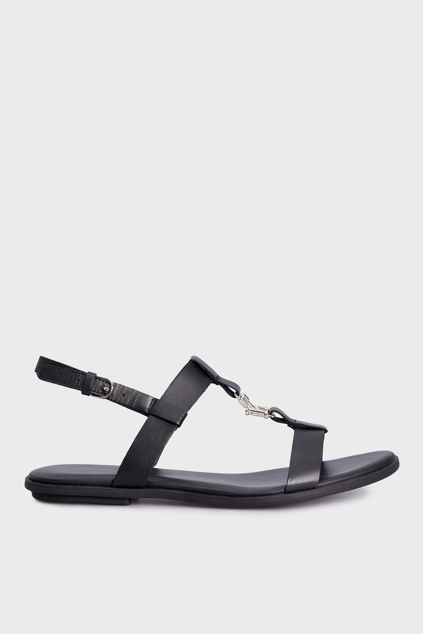 Женские черные кожаные сандалии TH FLAT SANDAL 1