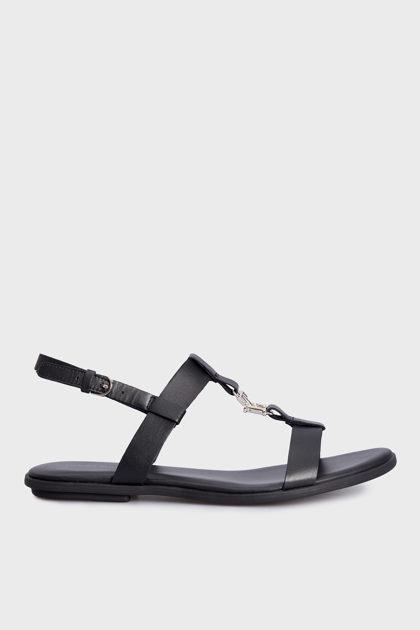 Жіночі чорні шкіряні сандалі TH FLAT SANDAL 1