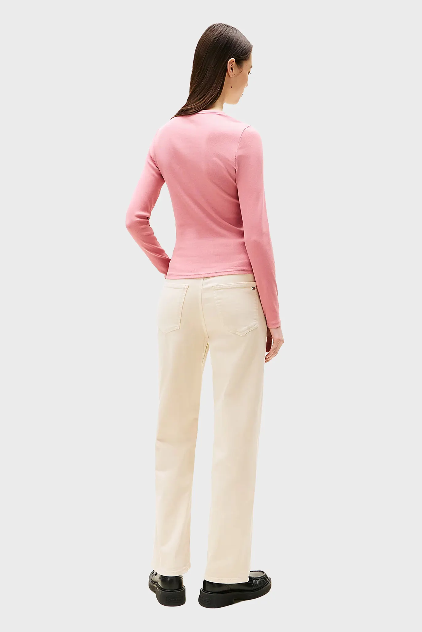 Жіночий рожевий лонгслів TJW SLIM ESSENTIAL RIB 3