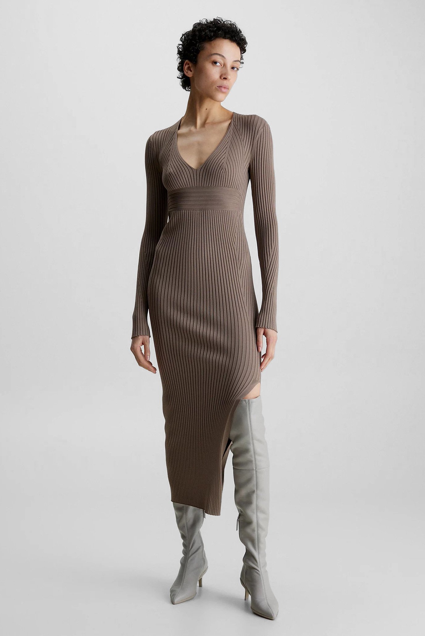 Женское коричневое платье SENSUAL ICONIC RIB DRESS 1