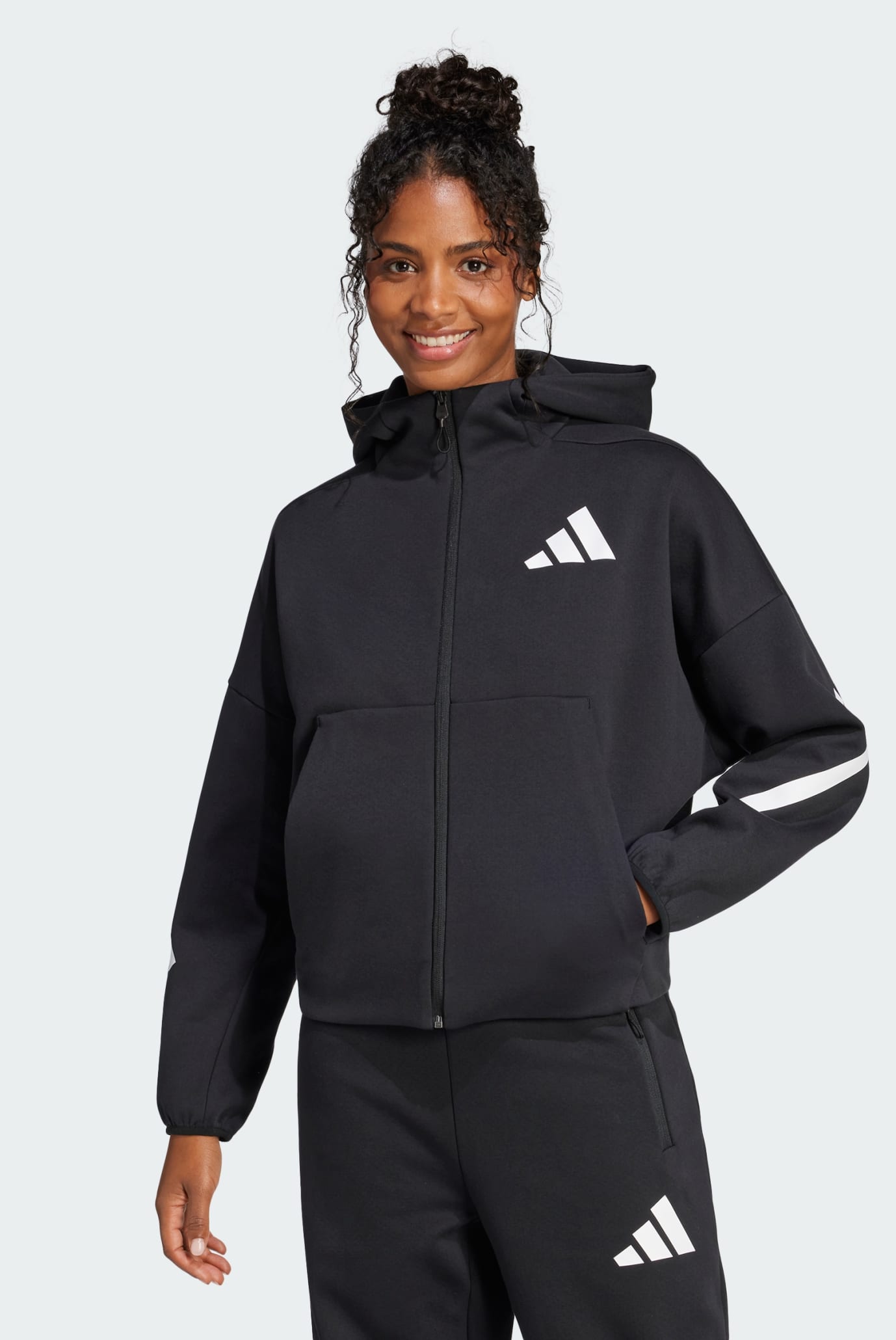 Женское черное худи adidas Z.N.E. Full-Zip 1