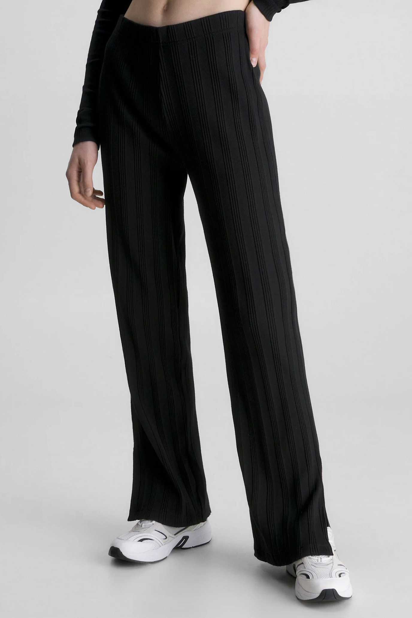 Жіночі чорні брюки BADGE RIB STRAIGHT PANTS 1