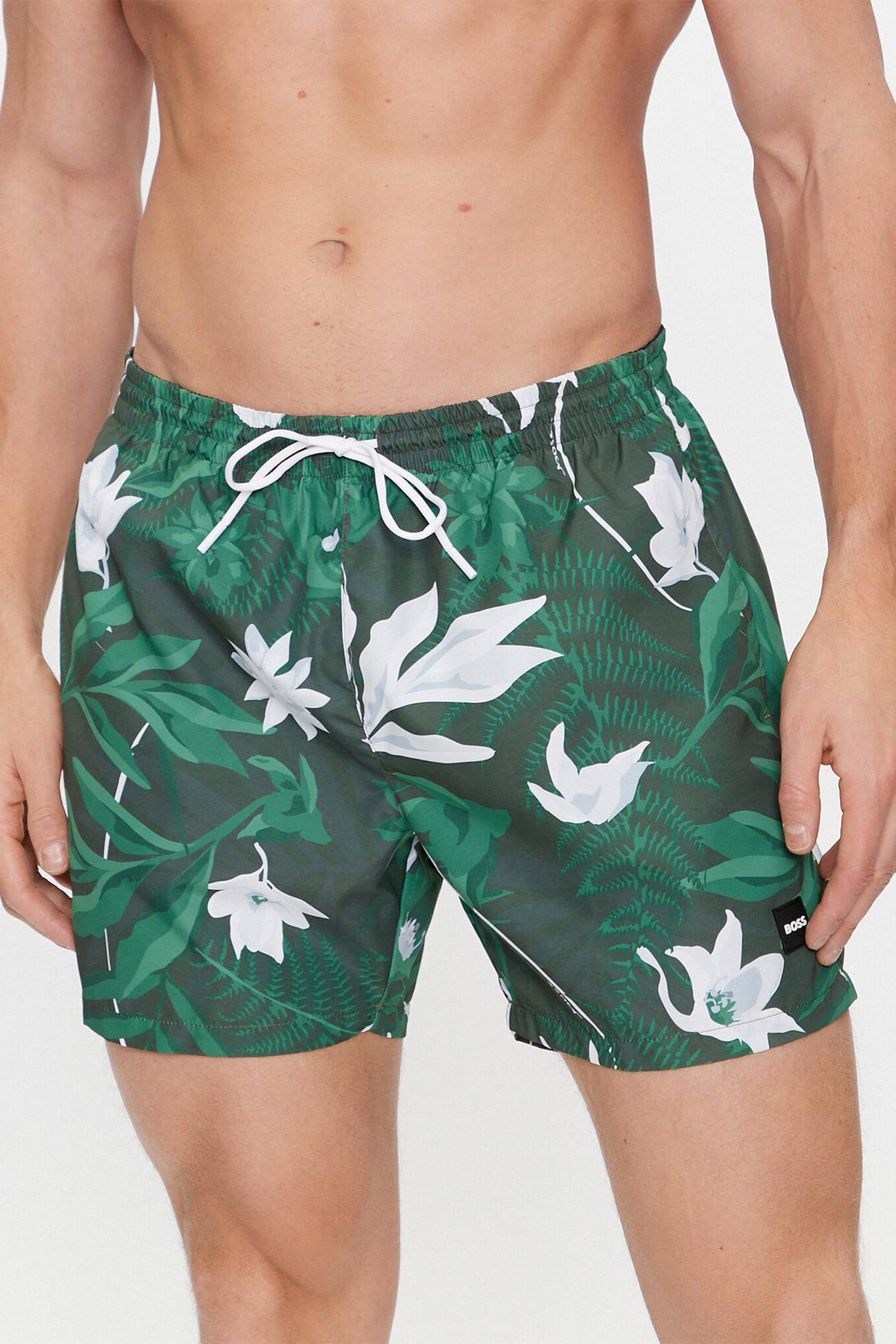 Мужские зеленые плавательные шорты с узором 1