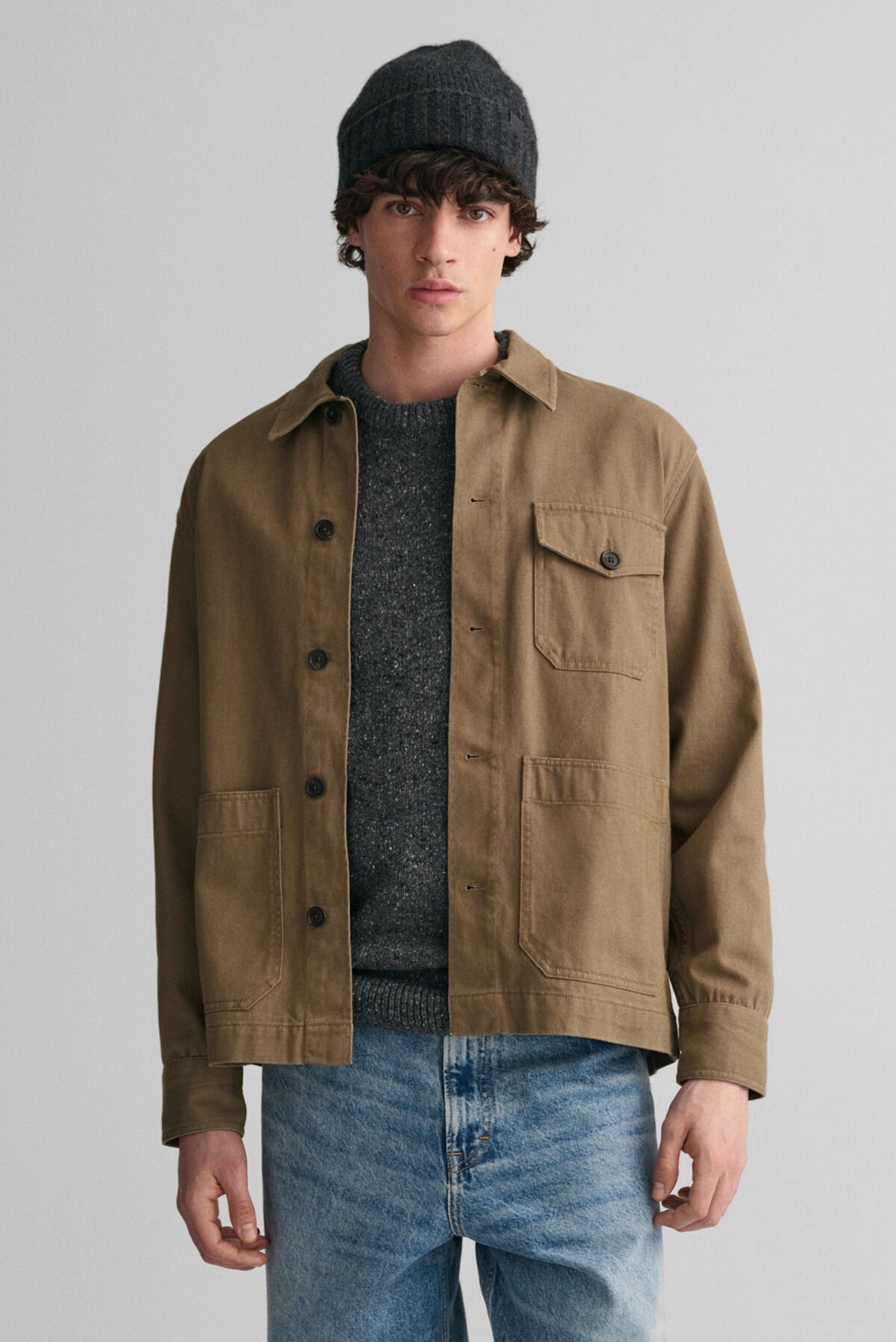 Мужская бежевая рубашка BRUSHED TWILL OVERSHIRT Бежевый XXL Gant 3230189 Мужская бежевая рубашка BRUSHED TWILL OVERSHIRT Бежевый XXL Gant 3230189