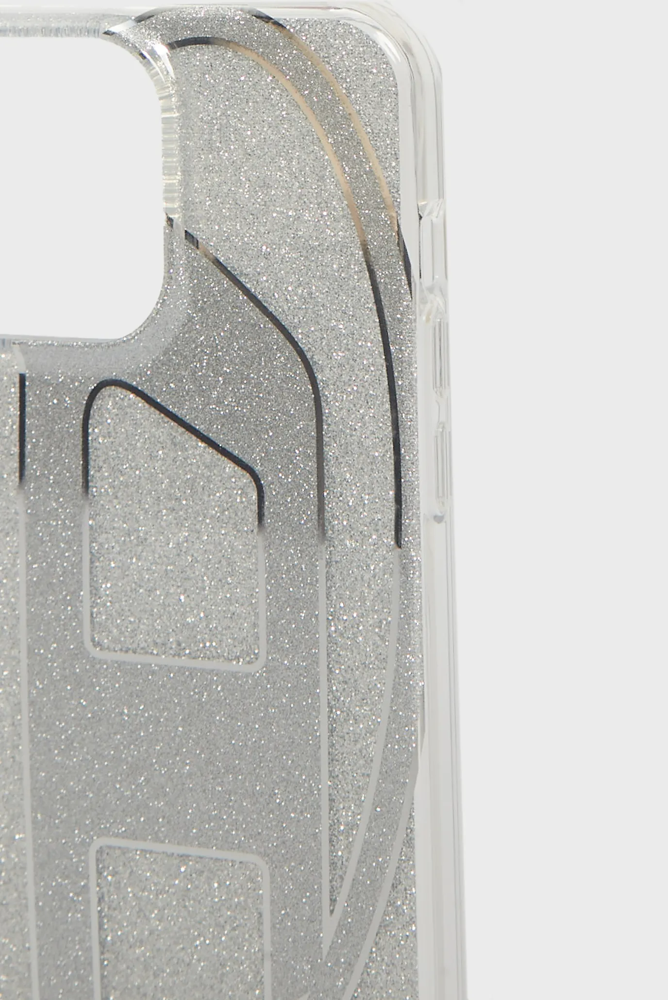 Серебристый чехол для телефона Diesel Oval D Glitter Case SS24 for iPhone 15 Pro Max 2