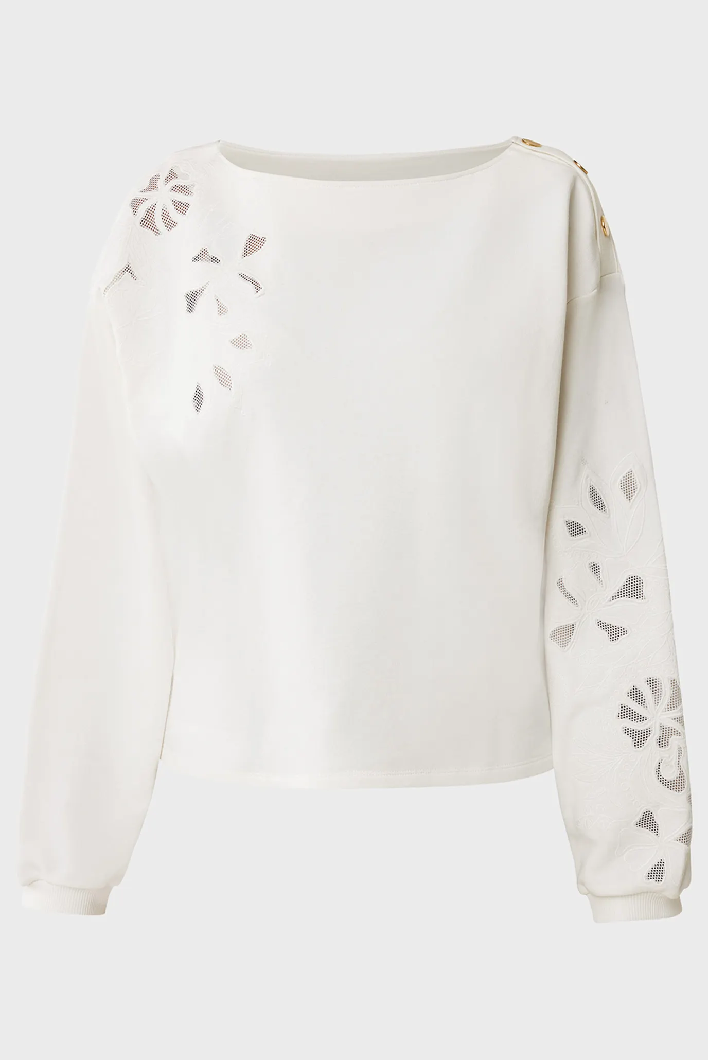 Жіночий білий світшот Boat neck embroidery sweat 5