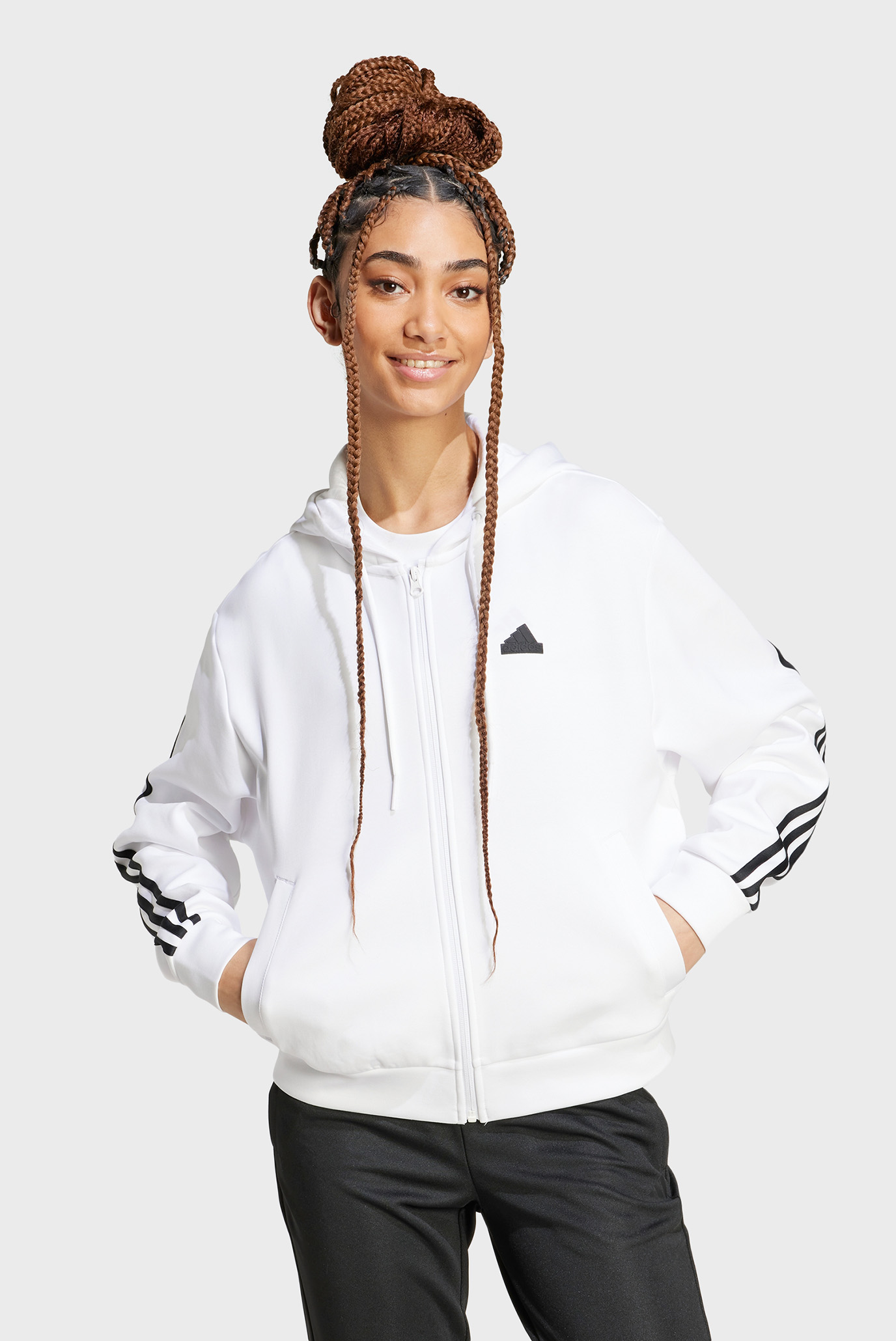 Жіноче біле худі Future Icons 3-Stripes Full Zip 1