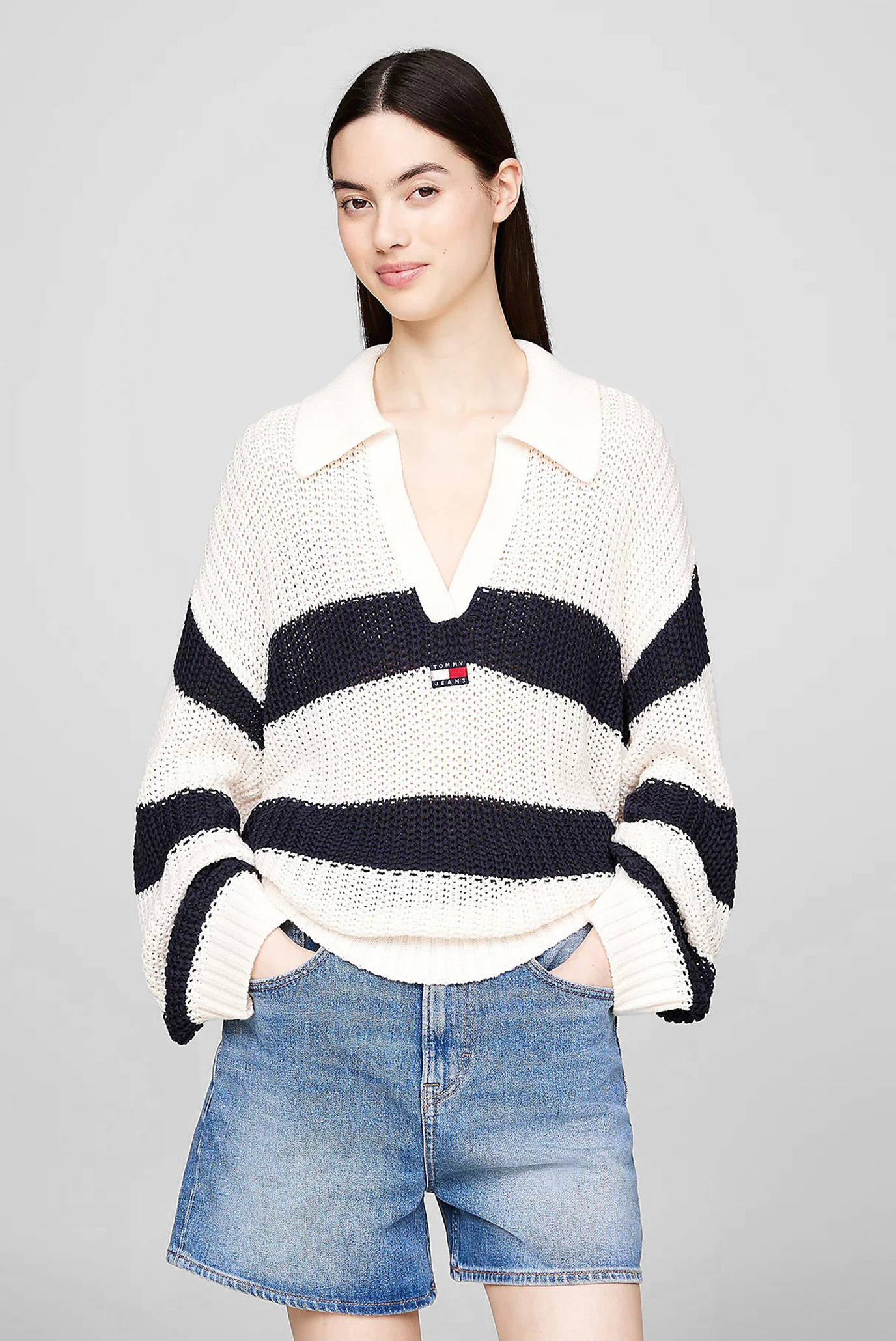 Женский пуловер в полоску TJW STRIPE RUGBY BADGE SWEATER 1