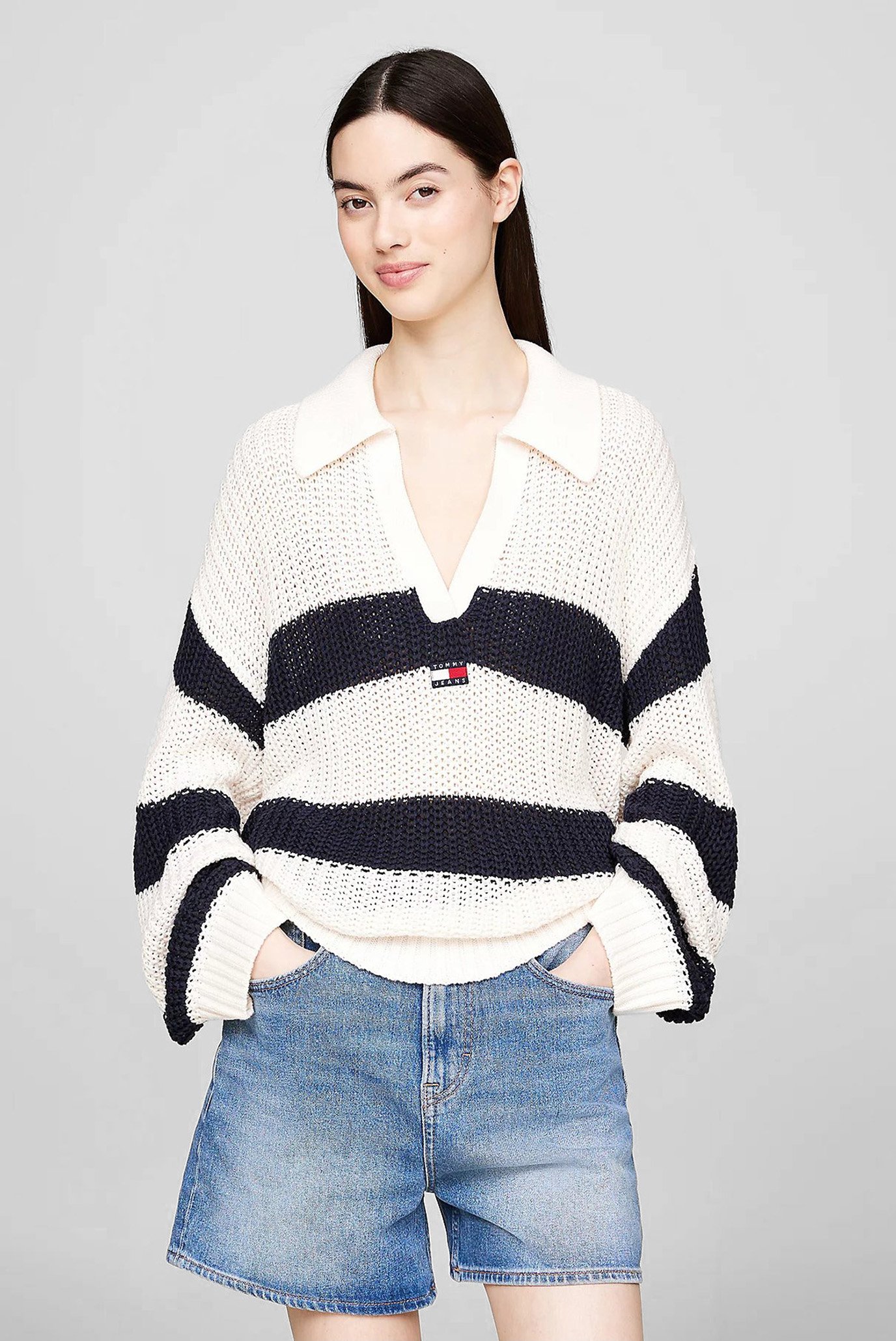 Жіночий пуловер у смужку TJW STRIPE RUGBY BADGE SWEATER 1