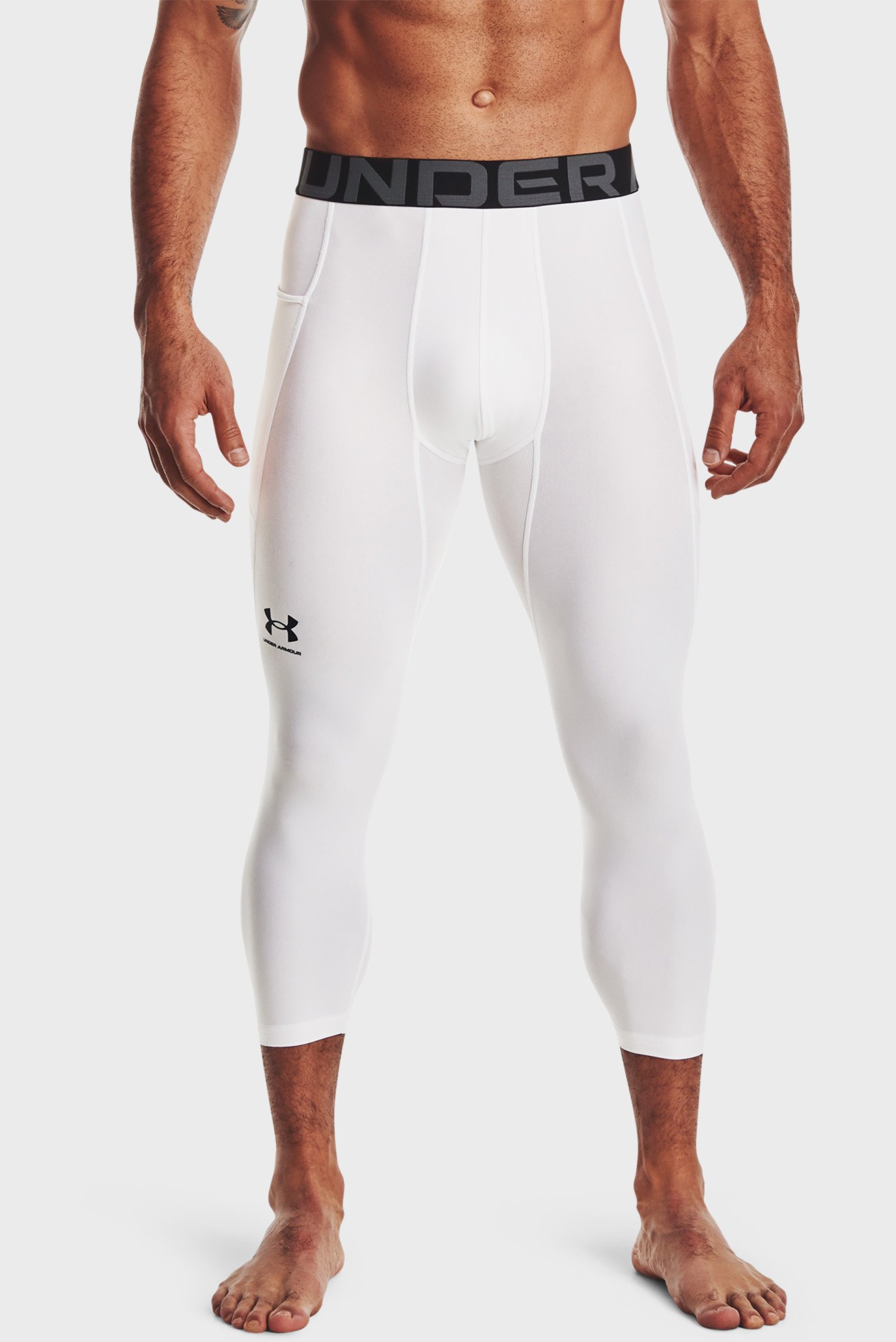 Чоловічі білі тайтси UA HG Armour 3/4 Legging 1