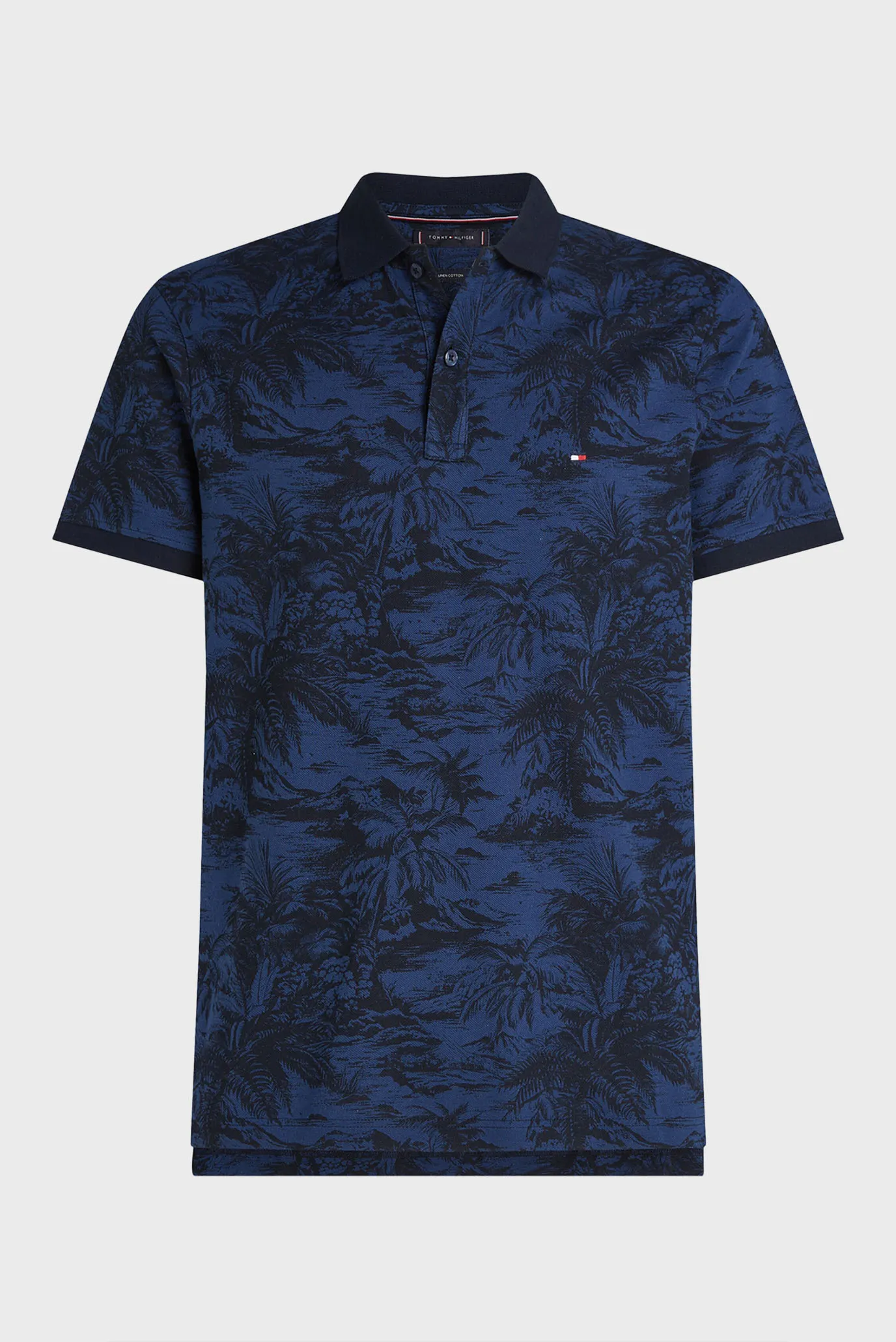 Чоловіче темно-синє поло з візерунком ALL OVER PRINT LINEN 5