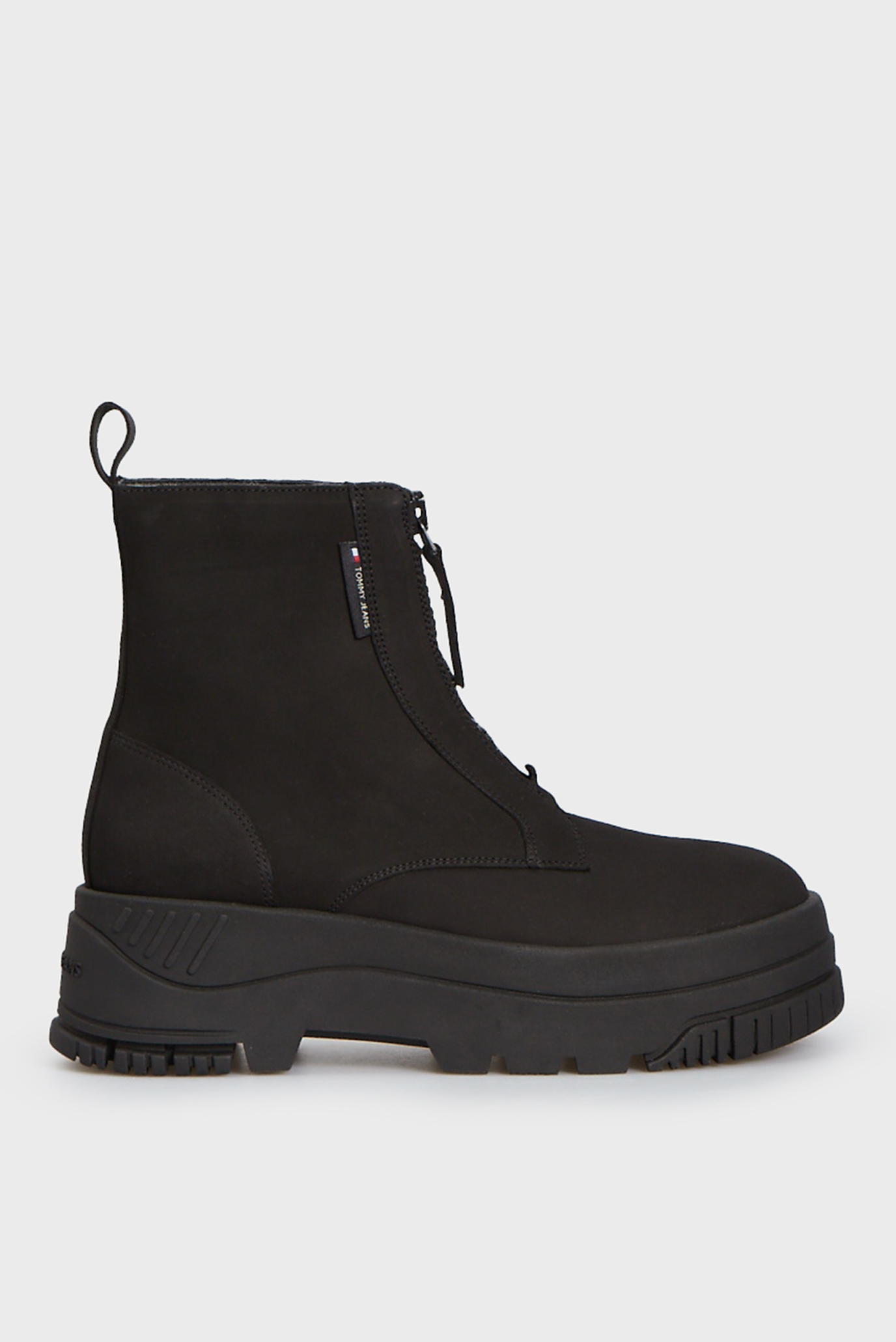 Женские черные нубуковые полусапоги TJW ZIP  UP FLATFORM NUBUCK BOOT 1