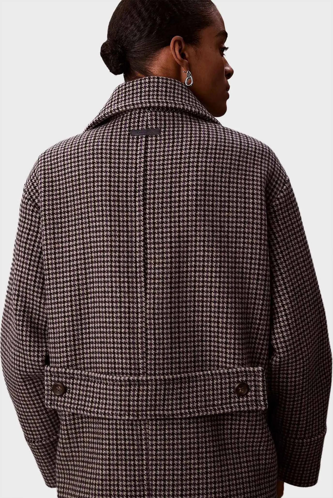 Жіноче сіре вовняне пальто з візерунком Pea 4