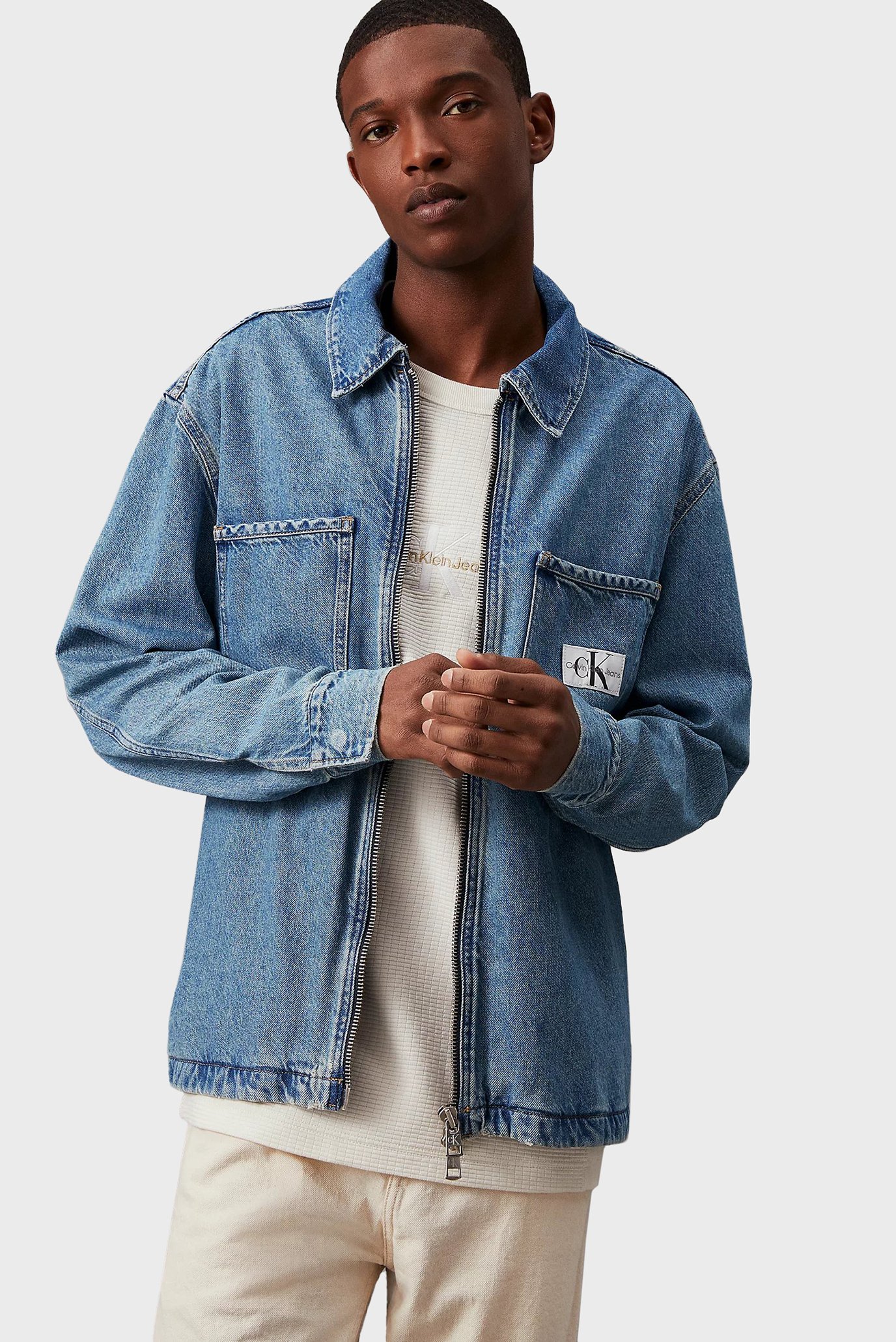 Чоловіча синя джинсова сорочка ZIPPER DENIM SHIRT JACKET 1