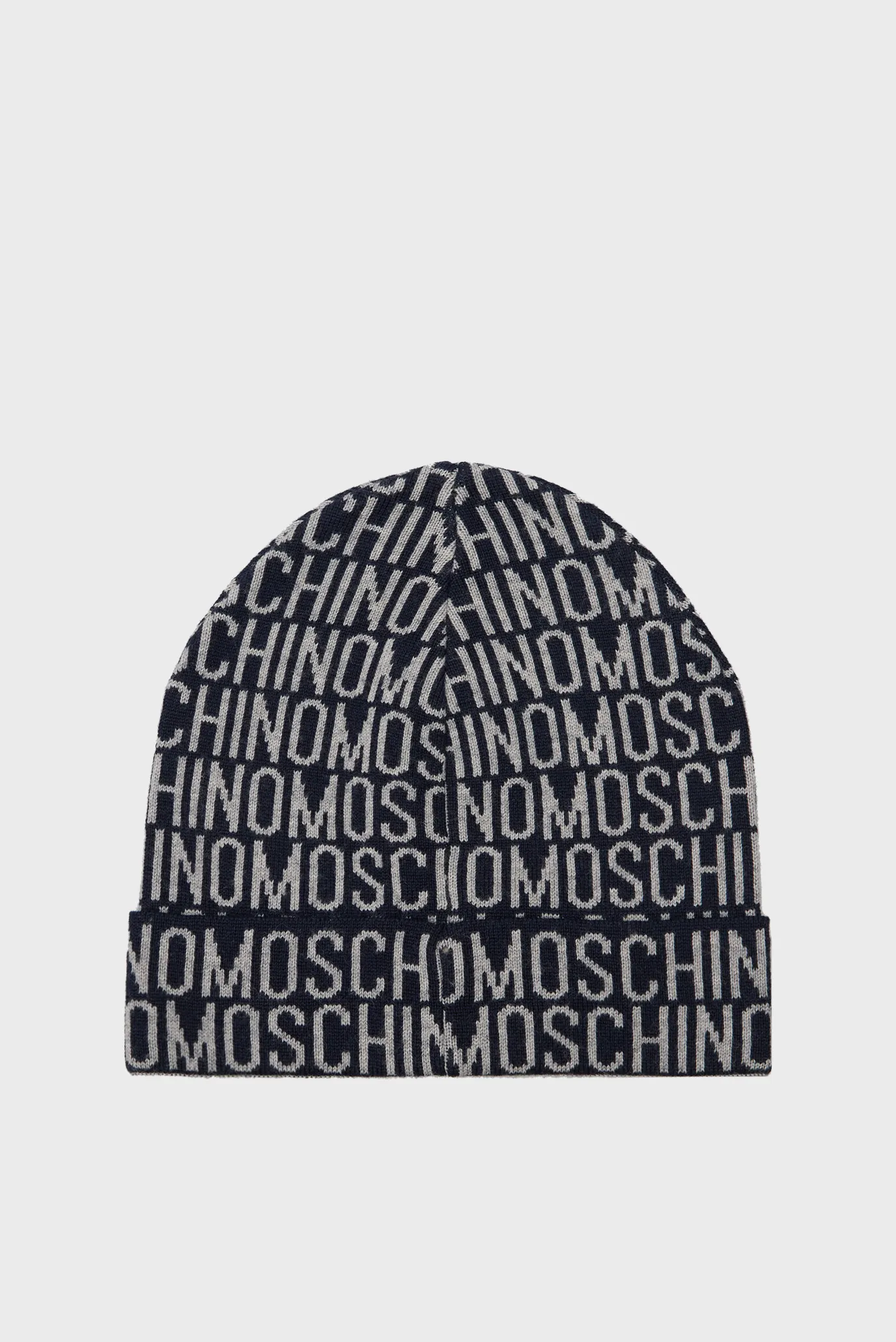 Женская темно-синяя шерстяная шапка с узором 2