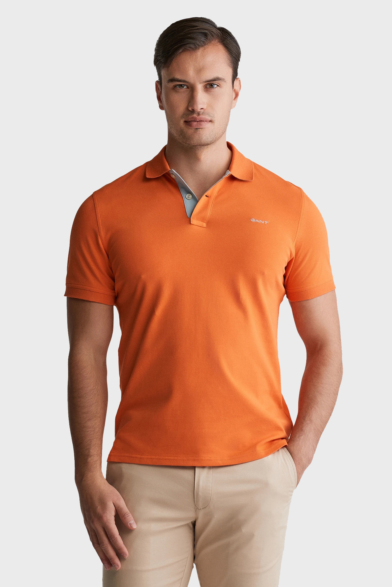 Мужское оранжевое поло REG CONTRAST PIQUE SS RUGGER Оранжевый M Gant 2062026