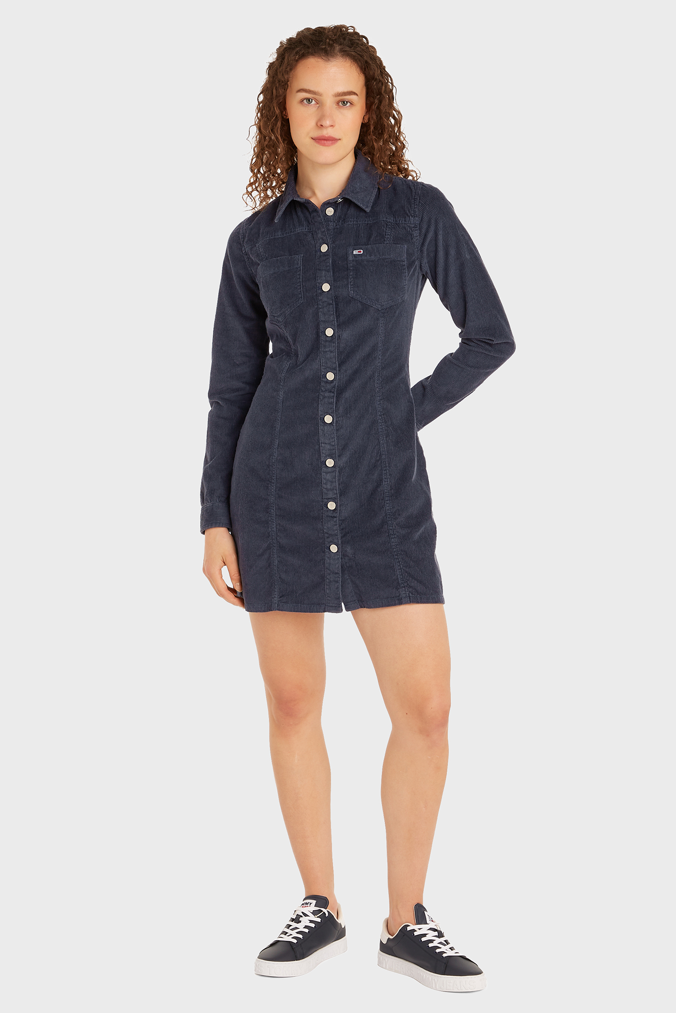 Женское темно-синее вельветовое платье TJW SLIM LS WASHED CORD Синий S Tommy Jeans DW0DW18457 Женское темно-синее вельветовое платье TJW SLIM LS WASHED CORD Синий S Tommy Jeans DW0DW18457