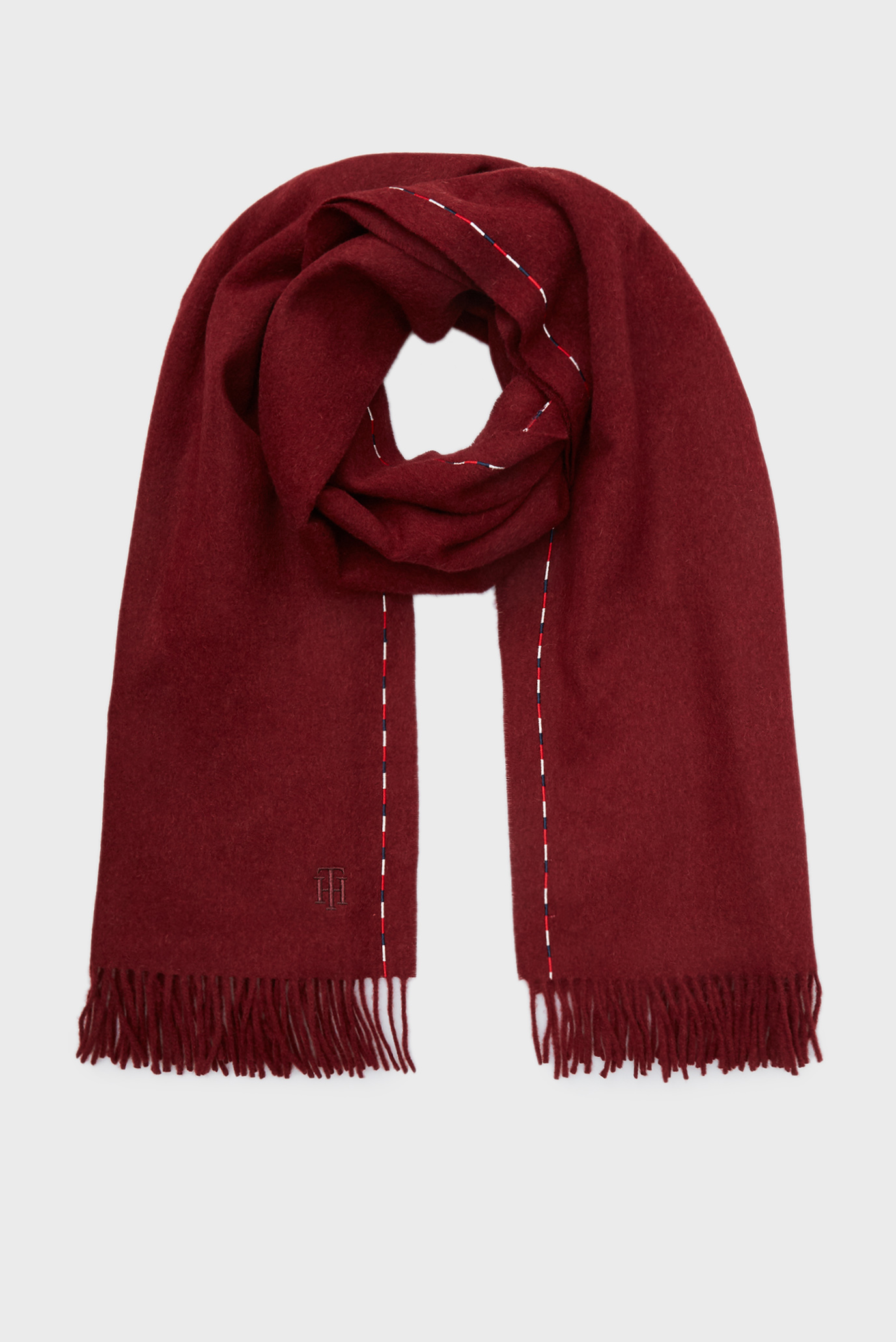Женский бордовый шерстяной шарф 1