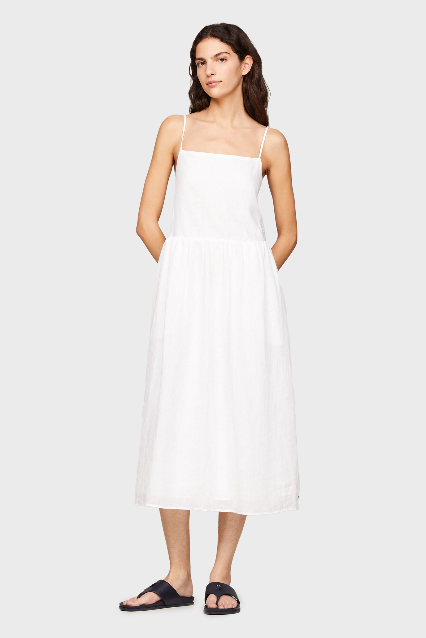 Женский белый сарафан LINEN MIDI SLIP 1