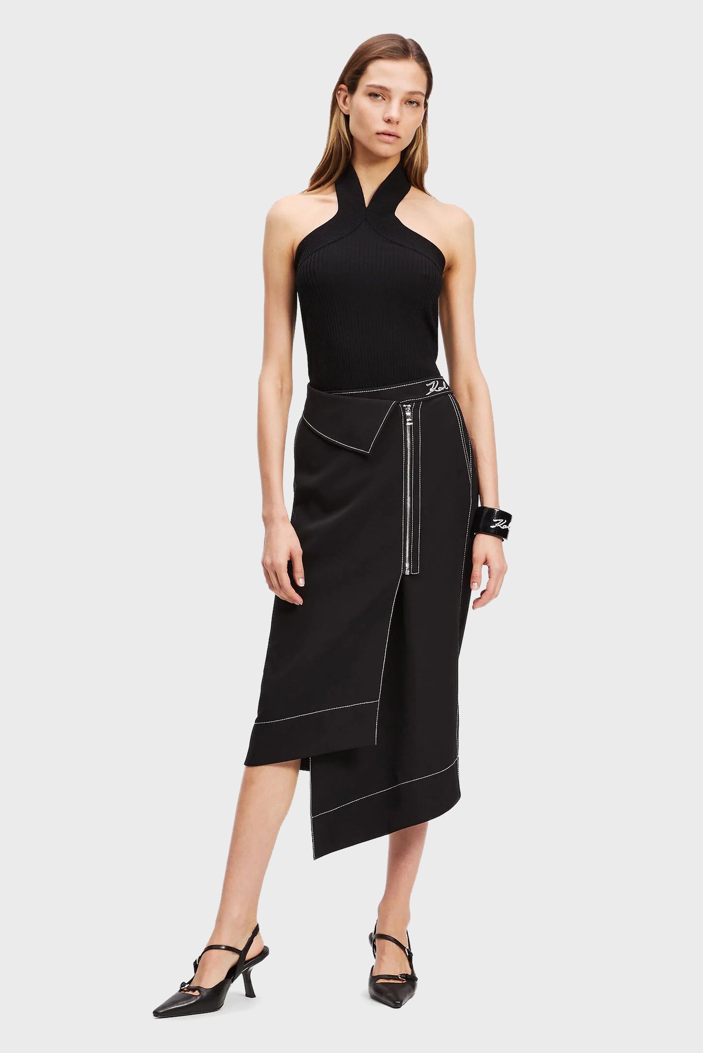 Женская черная юбка contrast stitch Черный 38 Karl Lagerfeld A3W12020 Женская черная юбка contrast stitch Черный 38 Karl Lagerfeld A3W12020