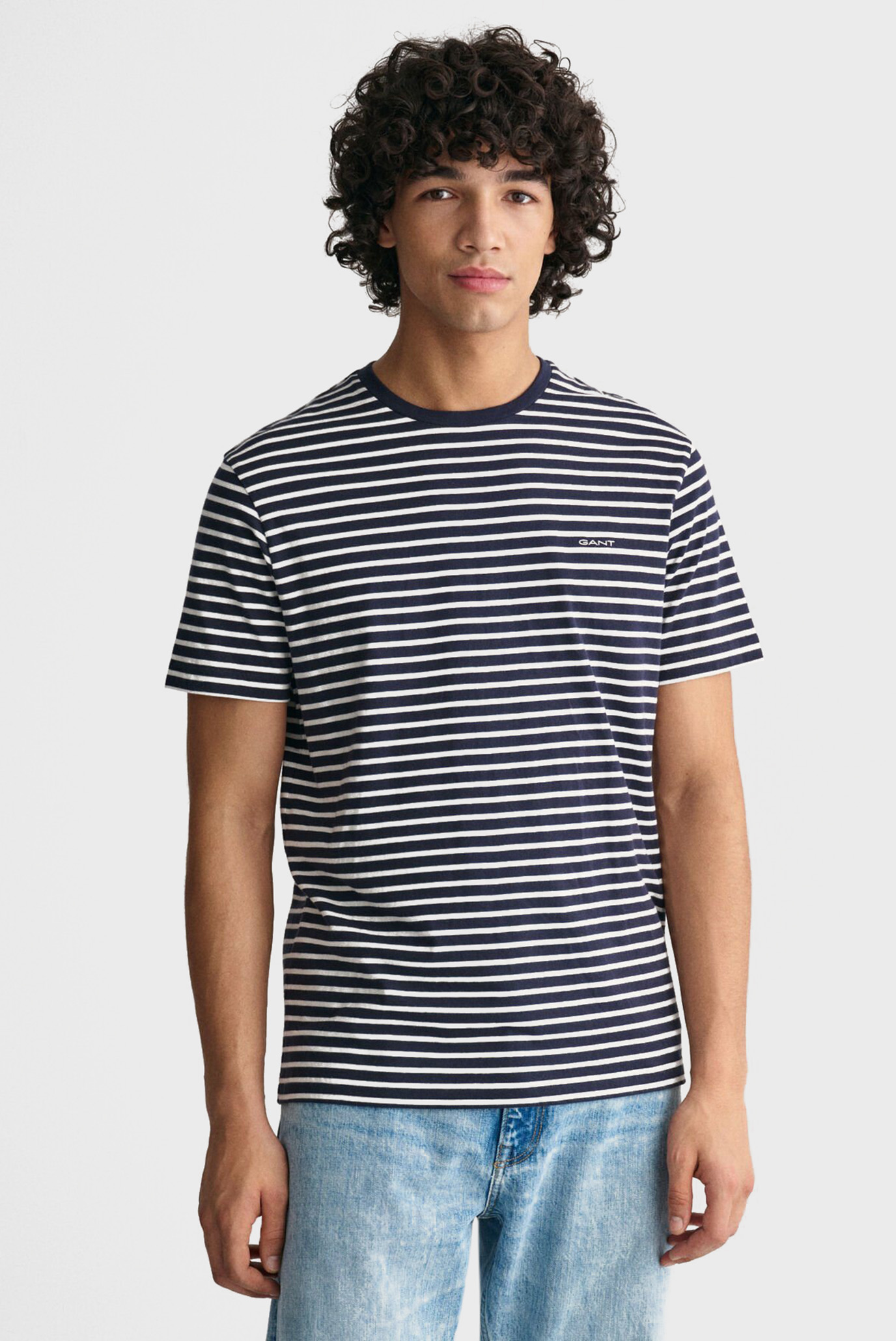 Мужская темно-синяя футболка в полоску STRIPED 1