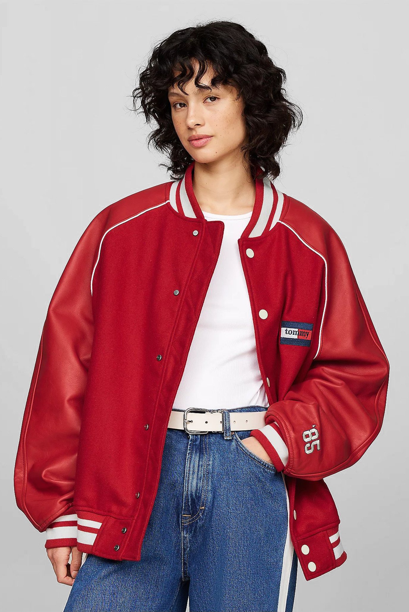 Червоний вовняний бомбер TJCU WOOL VARSITY JACKET (унісекс) 1