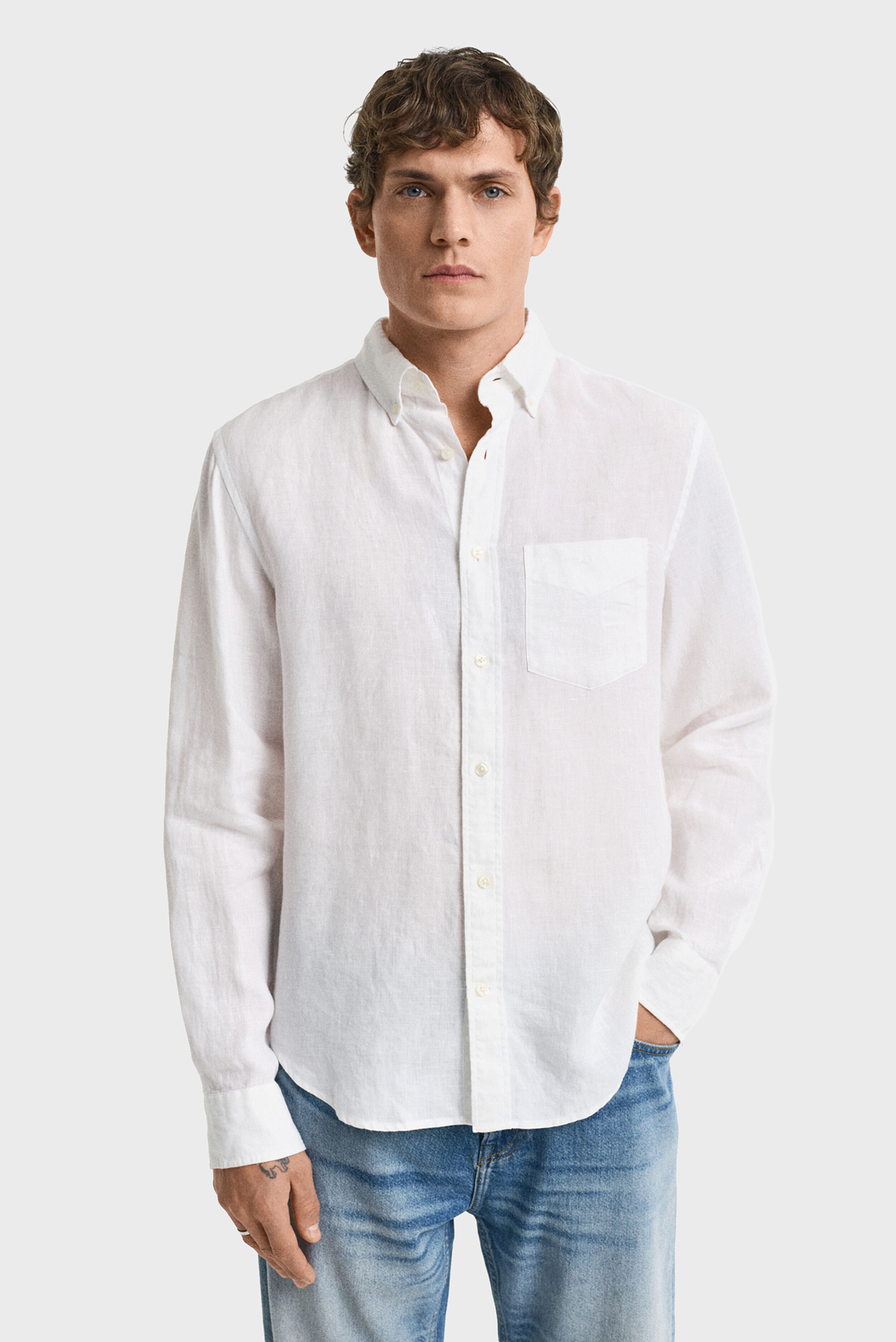 Мужская белая льняная рубашка REG LINEN SHIRT Белый S Gant 3250076 Мужская белая льняная рубашка REG LINEN SHIRT Белый S Gant 3250076