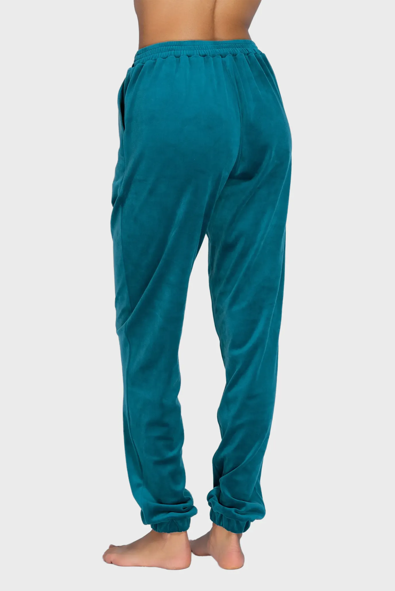 Женский бирюзовый велюровый комплект одежды (рубашка, брюки) 5