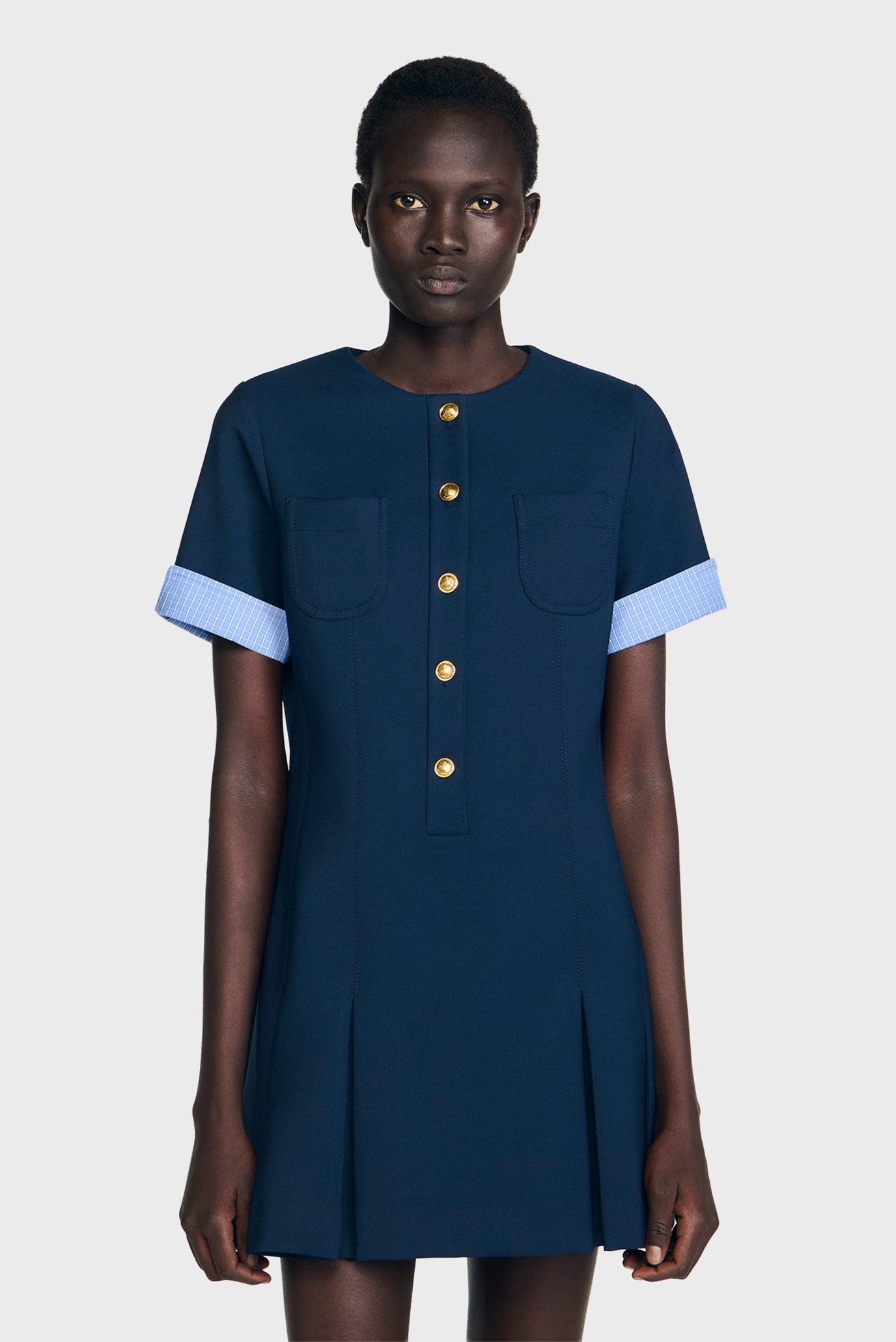 Женское темно-синее платье Синий 38 Sandro SFPRO04414_Navy Blue Женское темно-синее платье Синий 38 Sandro SFPRO04414_Navy Blue