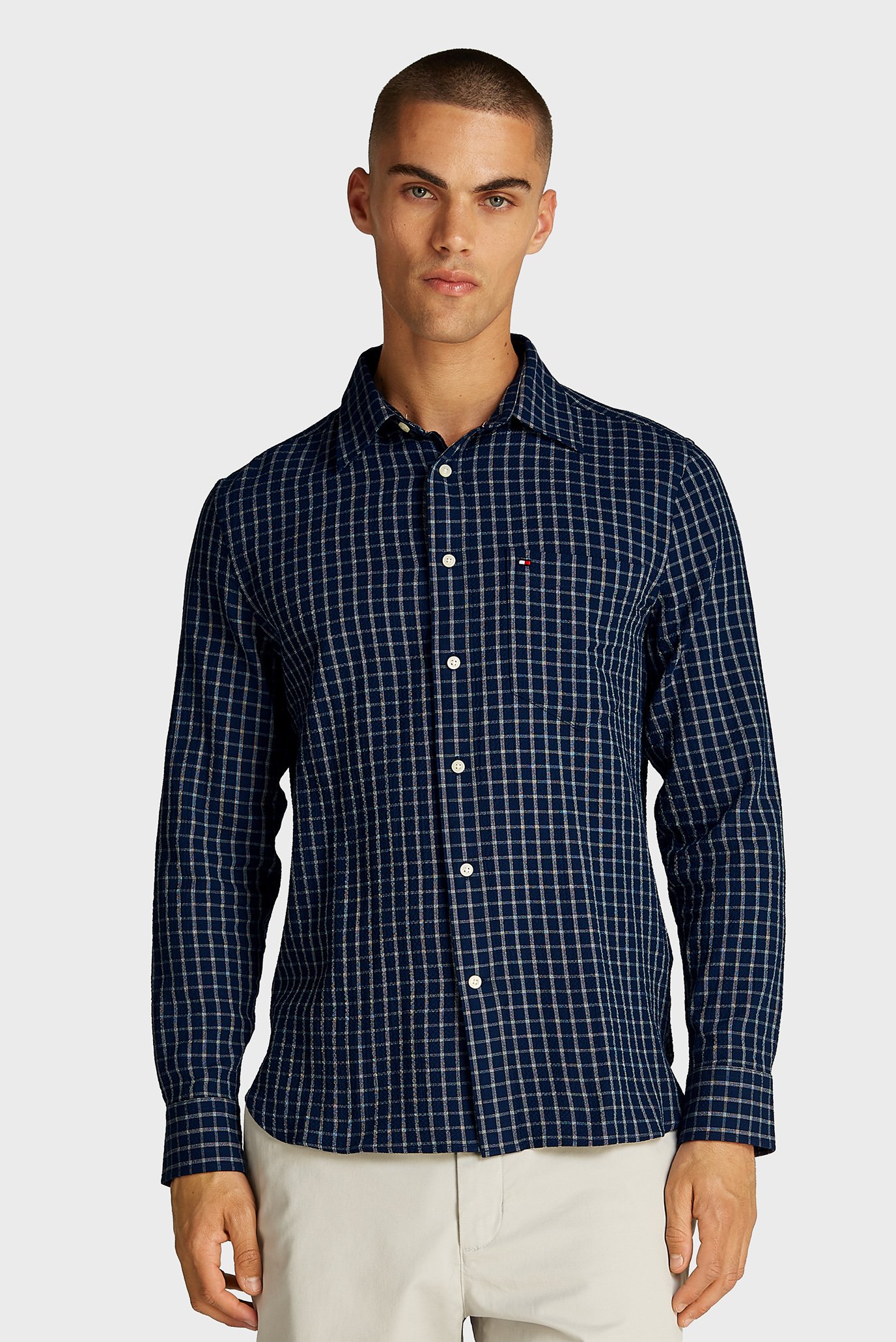 Мужская синяя рубашка в клетку TEXTURED GRID CHECK RF SHIRT Синий XXL Tommy Hilfiger MW0MW37564 Мужская синяя рубашка в клетку TEXTURED GRID CHECK RF SHIRT Синий XXL Tommy Hilfiger MW0MW37564