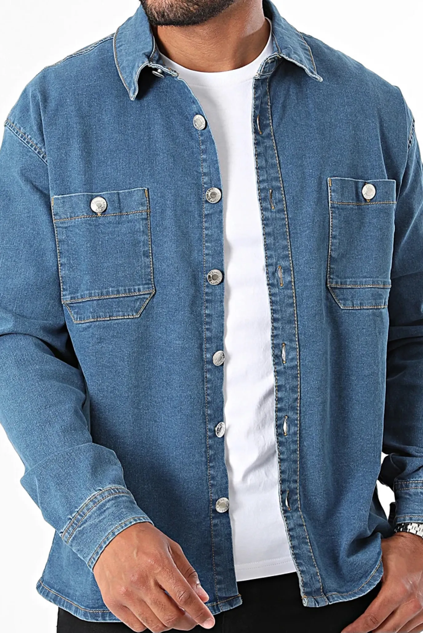 Мужская синяя джинсовая рубашка DPLoose Oversized Denim Shirt 5