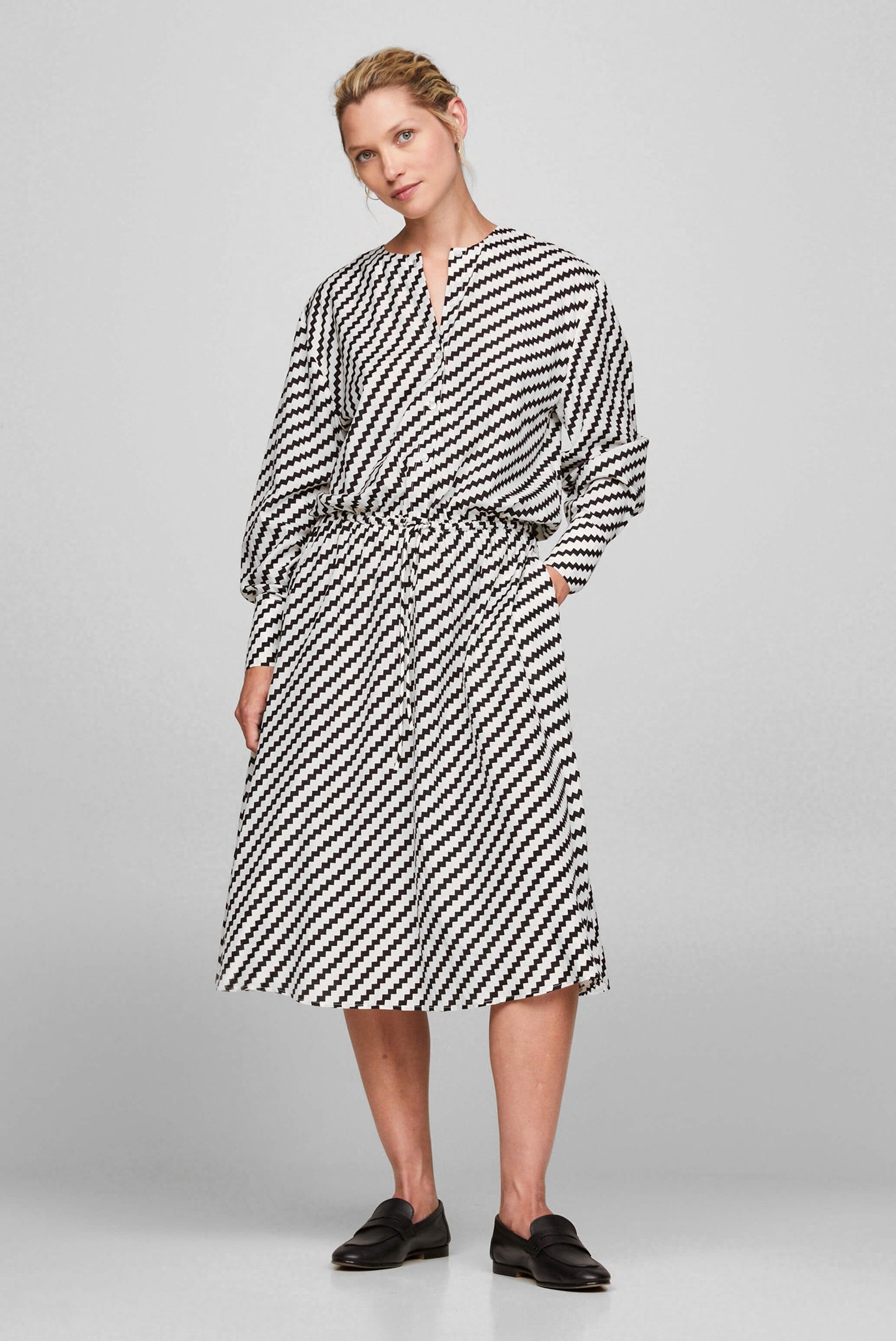 Женское платье в полоску ZIGZAG WAISTED MIDI DRESS 1