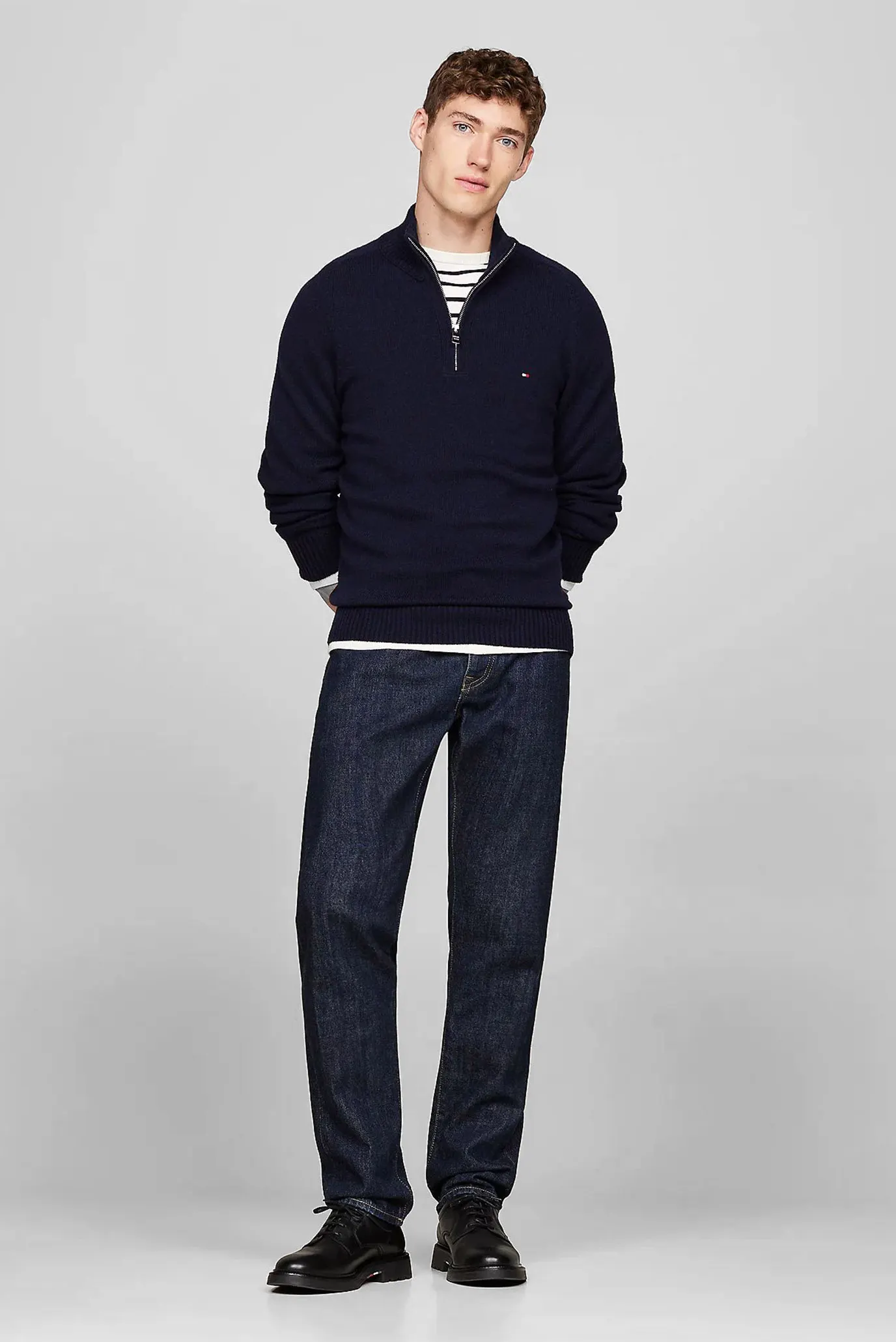 Мужская темно-синяя шерстяная кофта LAMBSWOOL ZIP MOCK 2