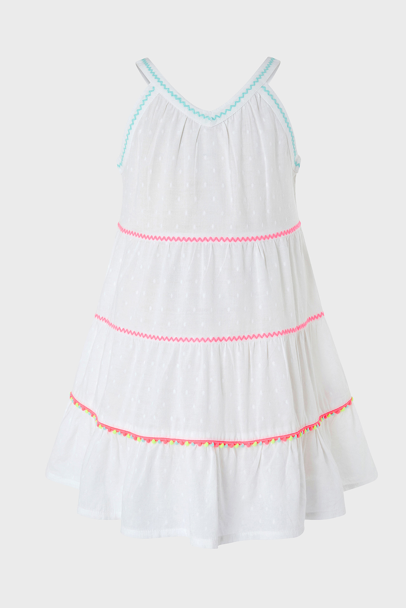 Детское белое платье TIERED POM POM 1