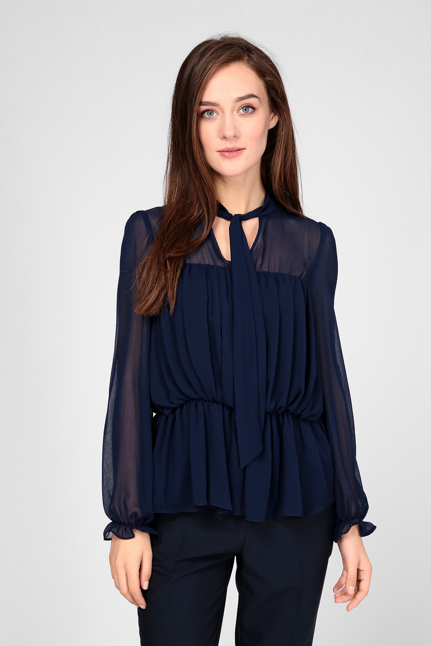Женская темно-синяя блуза 1