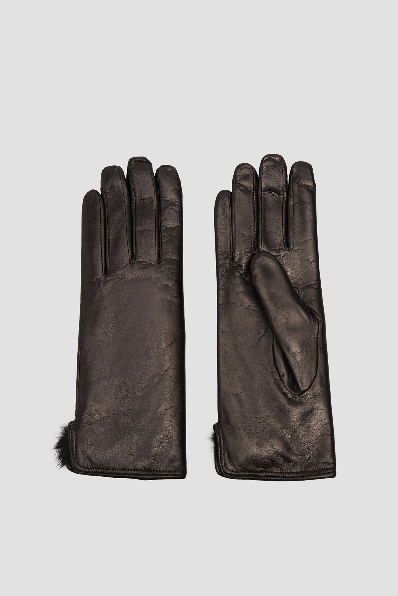 Жіночі чорні шкіряні рукавички 1