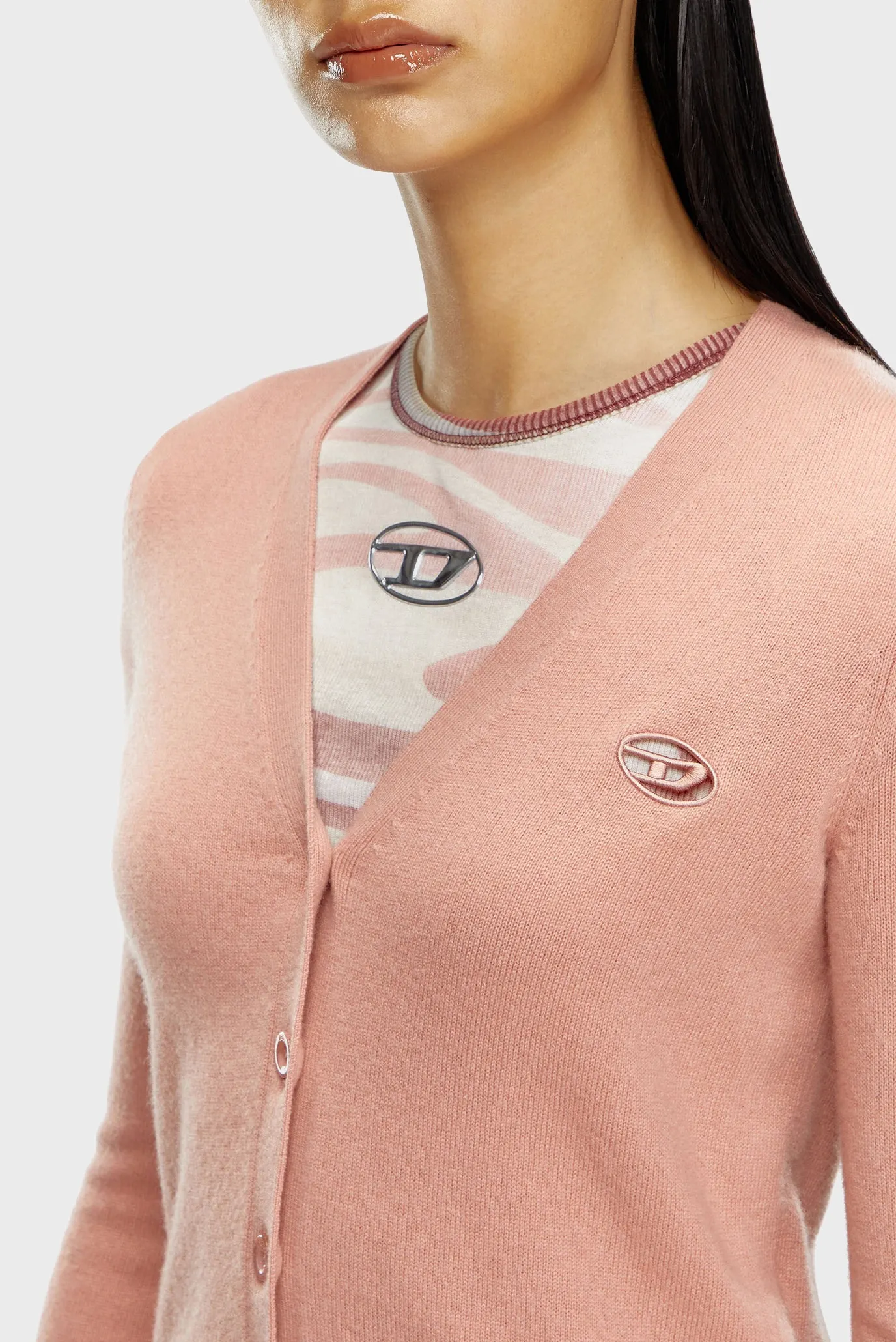 Жіночий рожевий вовняний кардиган M-ARTE 5