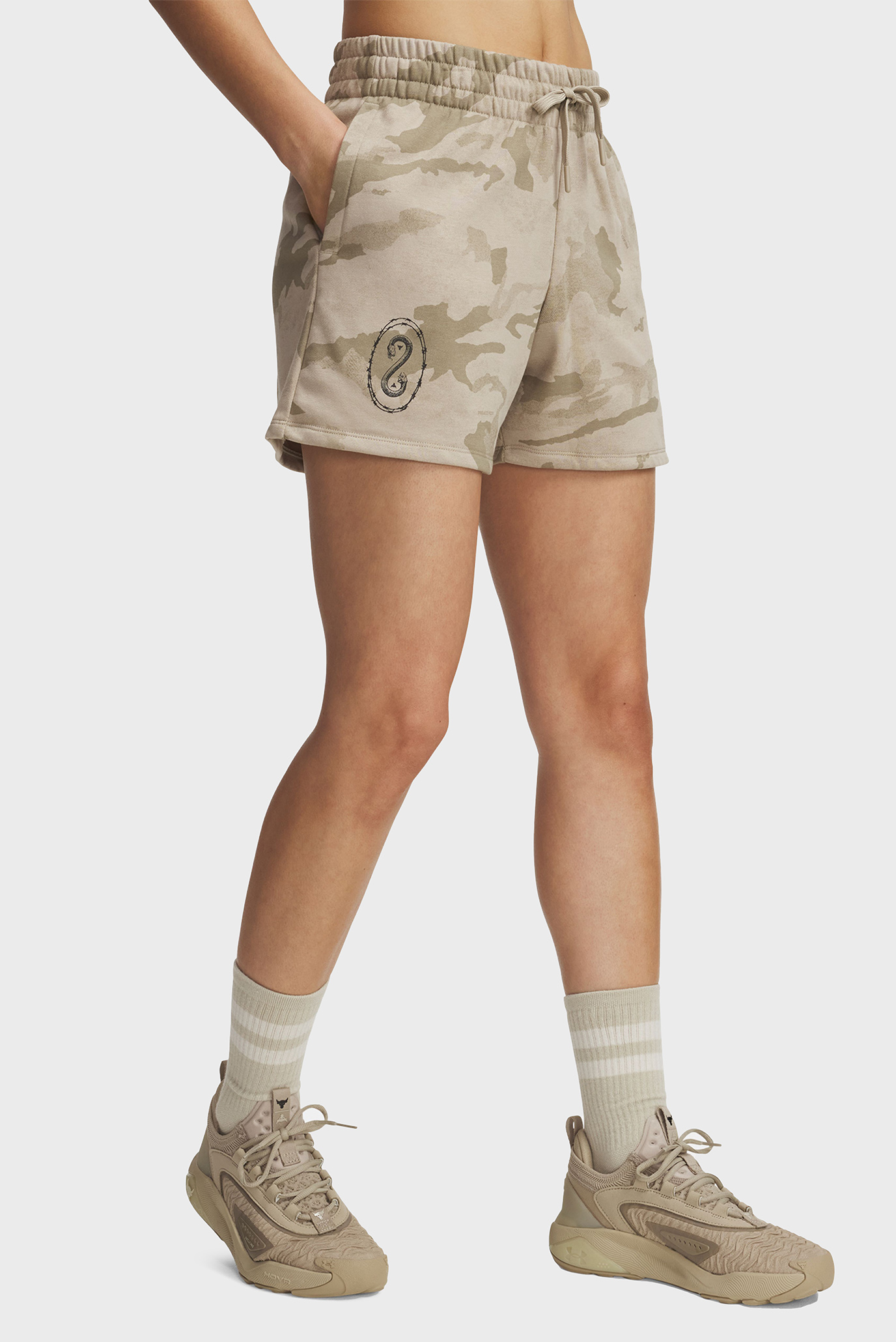 Женские бежевые камуфляжные шорты Pjt Rck Terry Short Бежевый XL Under Armour 1389713-299 Женские бежевые камуфляжные шорты Pjt Rck Terry Short Бежевый XL Under Armour 1389713-299