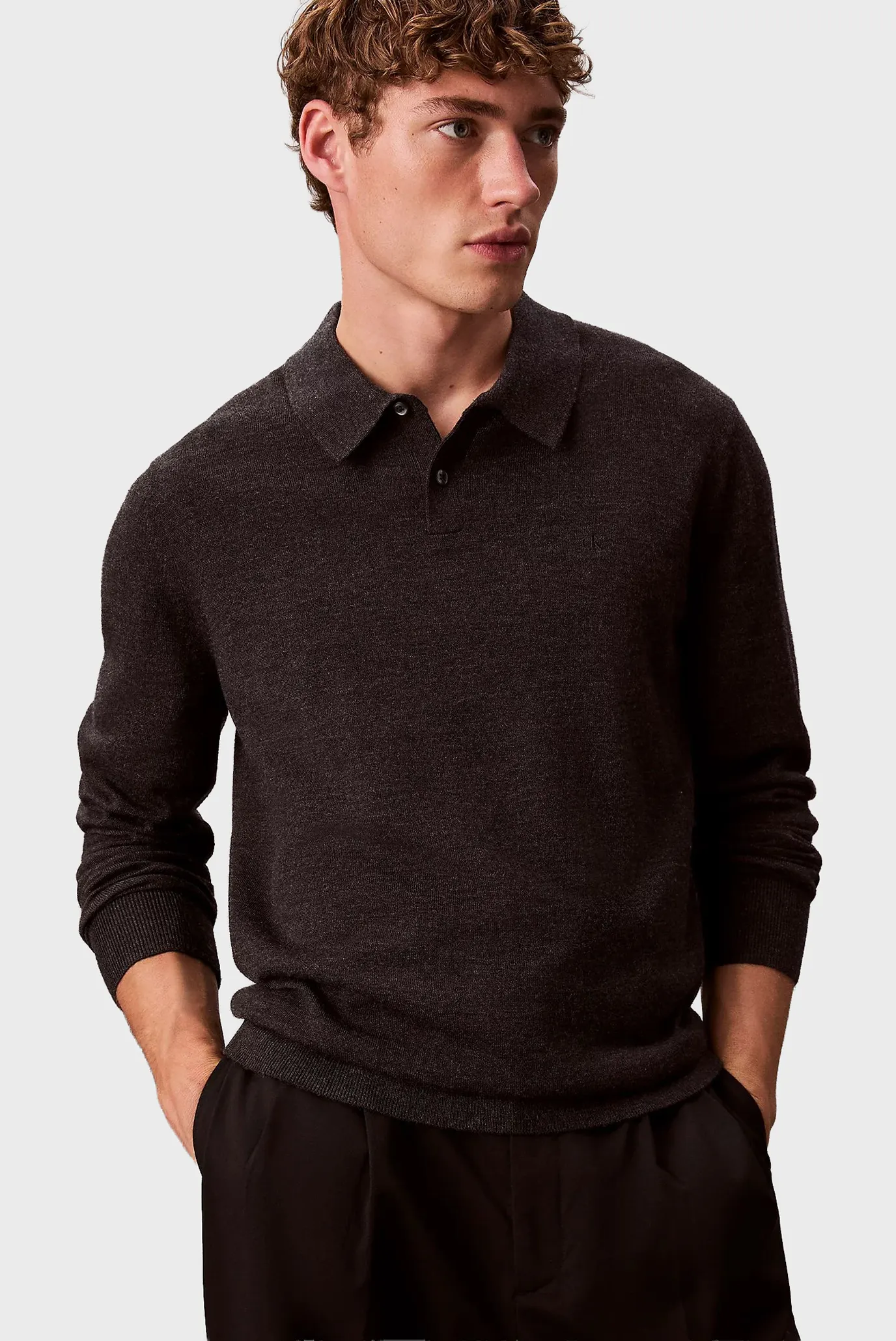 Чоловіче темно-сіре вовняне поло MERINO 5