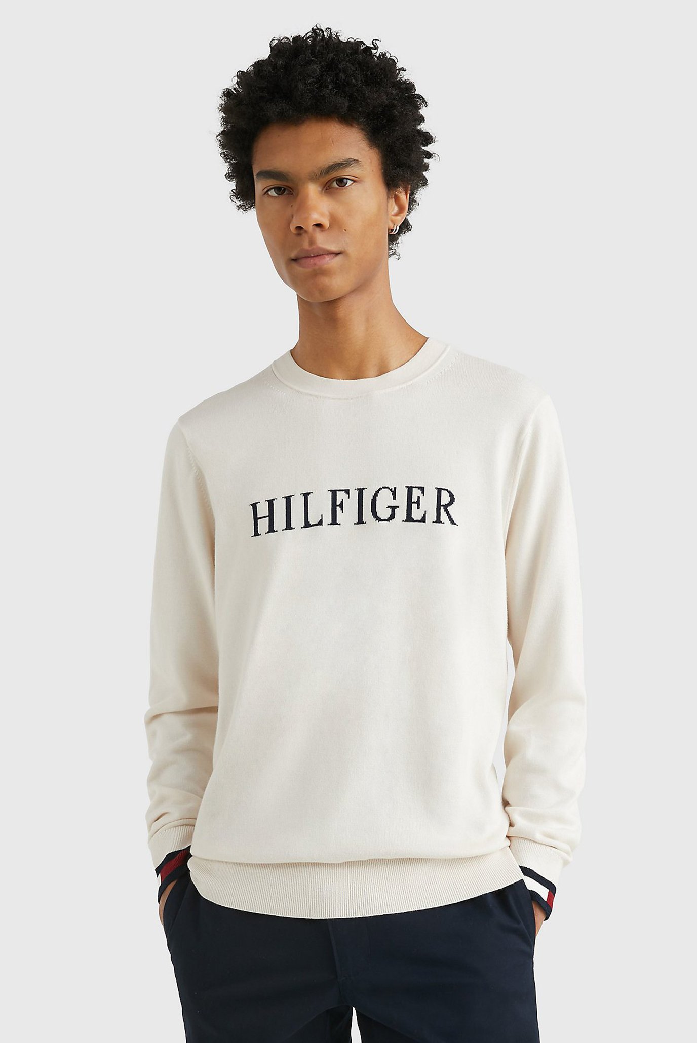 Чоловічий білий джемпер HILFIGER FLAG CUFF 1