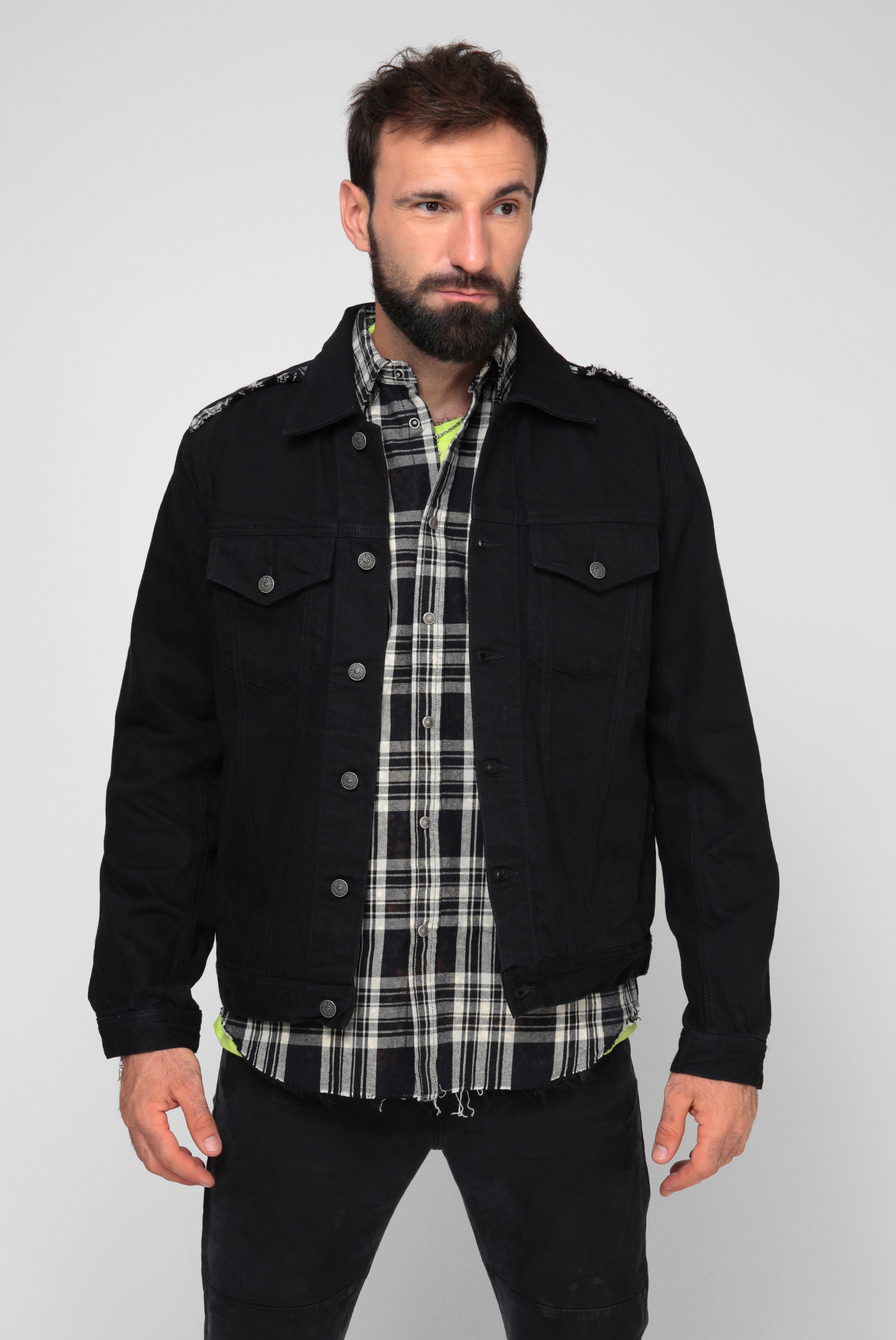 Мужская черная джинсовая куртка NHILL-C 1