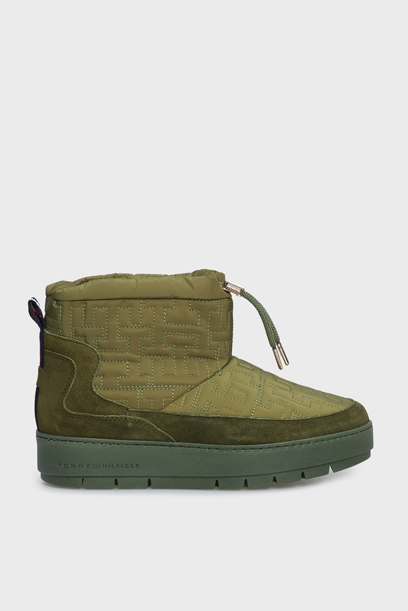 Женские зеленые дутики с узором TOMMY MONOGRAM SNOWBOOT 1