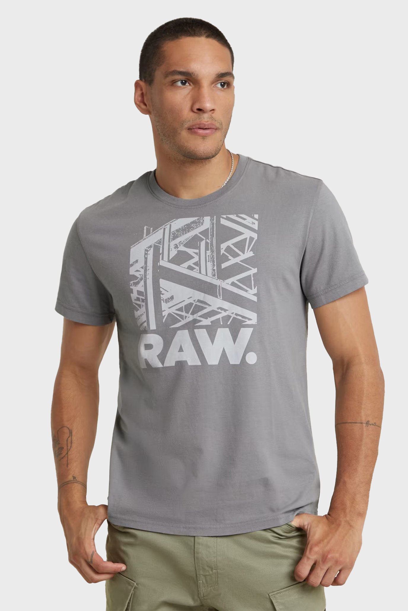 Чоловіча сіра футболка RAW. construction 1