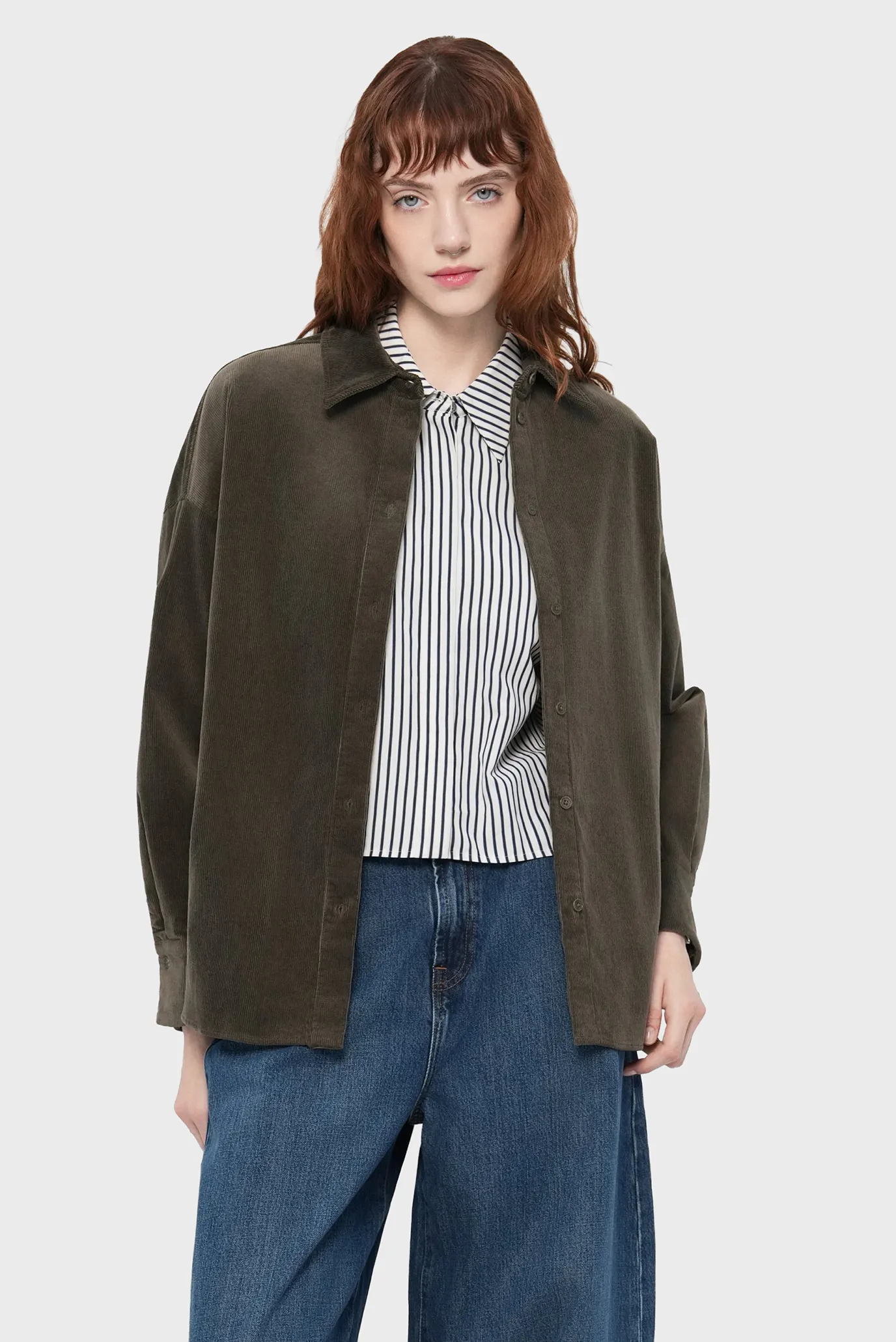 Женская темно-зеленая вельветовая рубашка LYNDARA 4