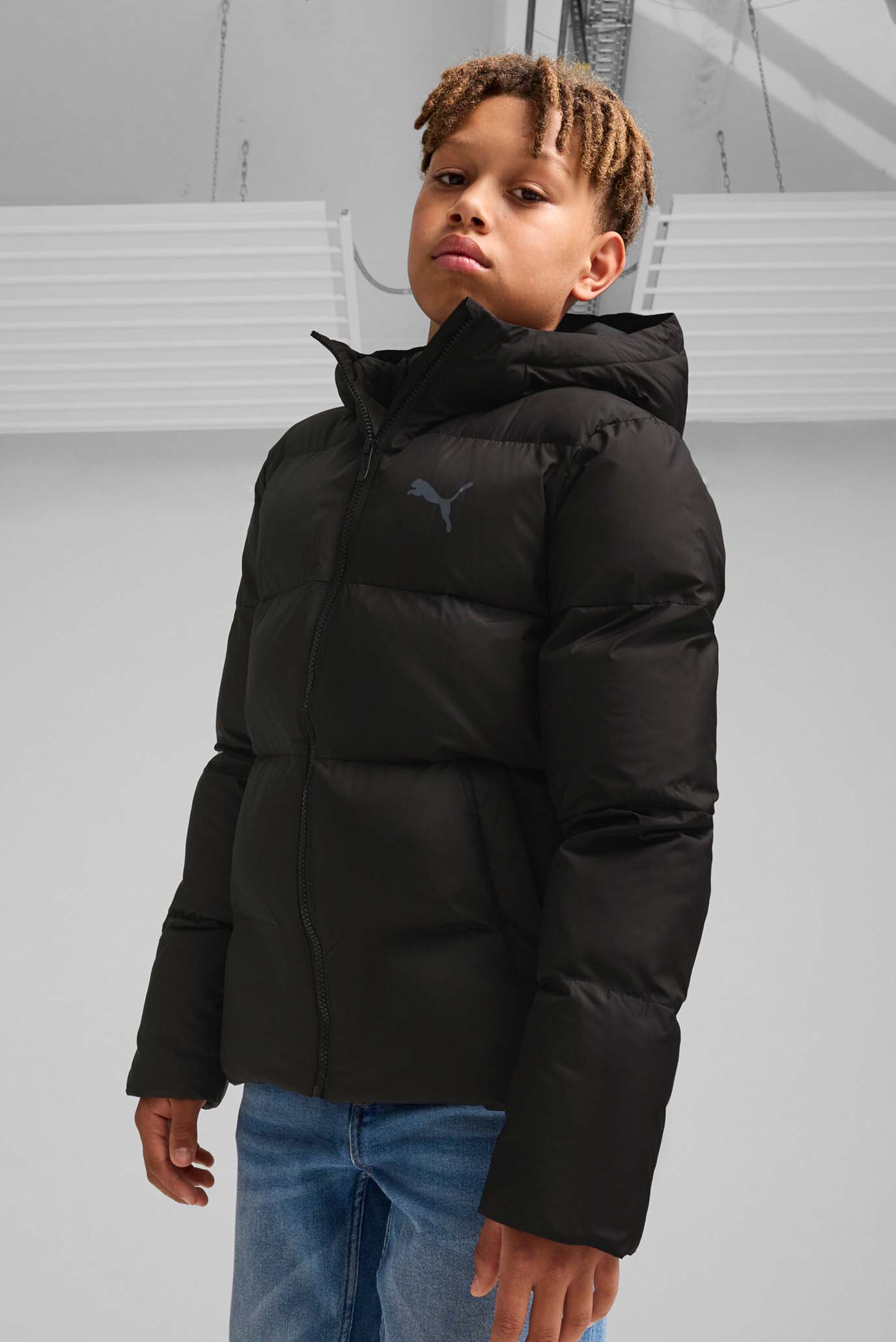 Детская черная куртка Poly Hooded Puffer Jacket Youth 1