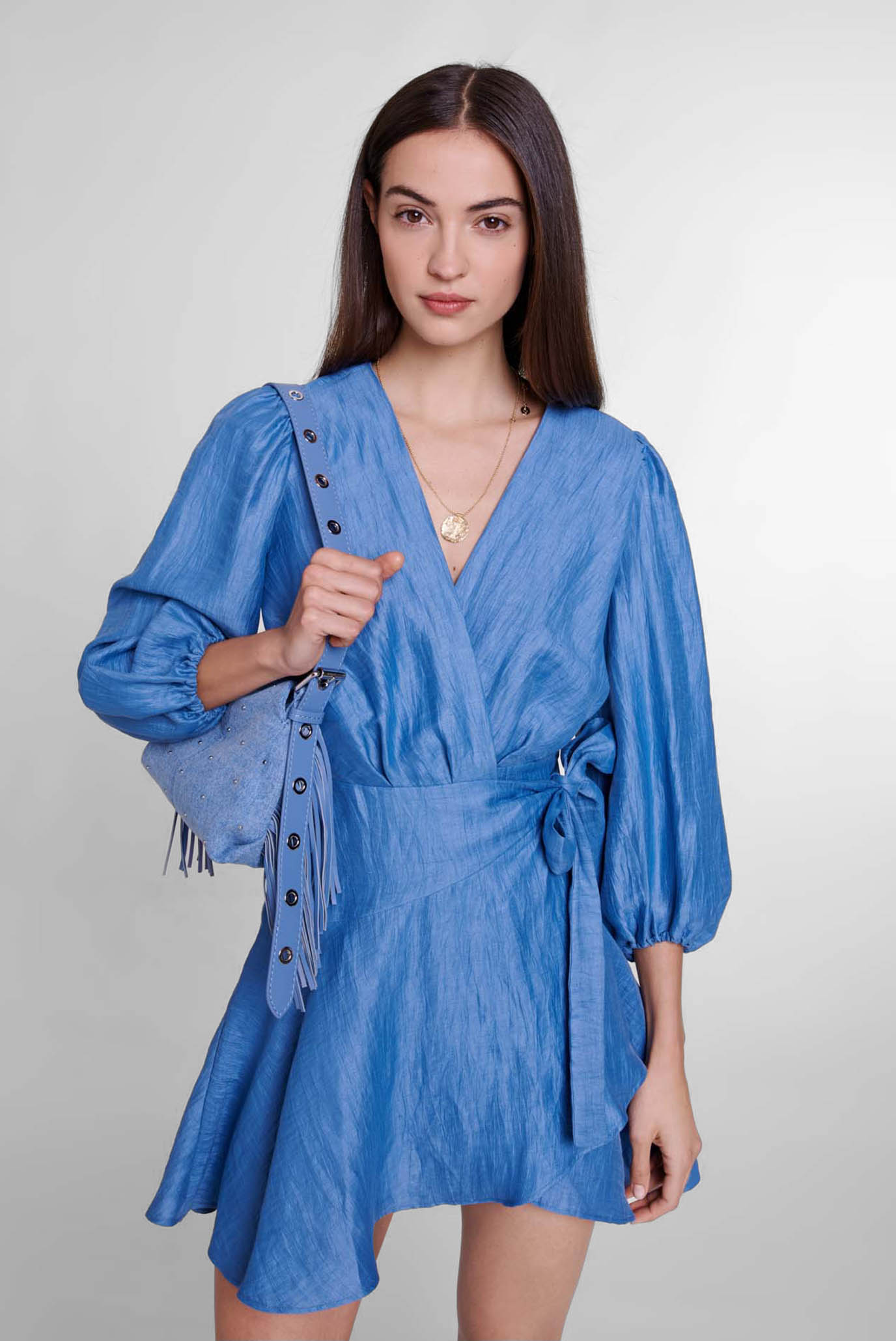 Женское синее льняное платье 1