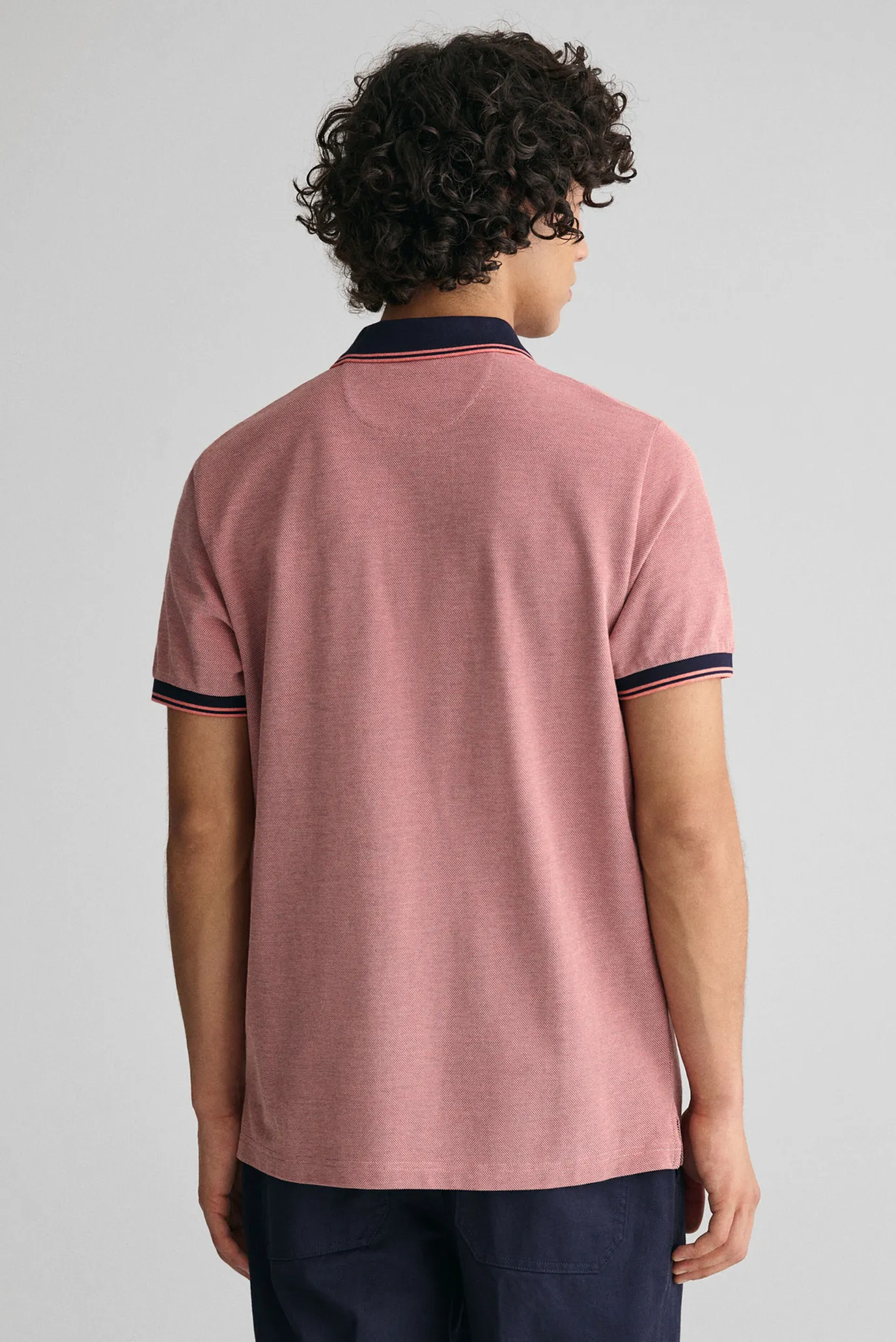 Мужское розовое поло 4-COL OXFORD SS PIQUE 3